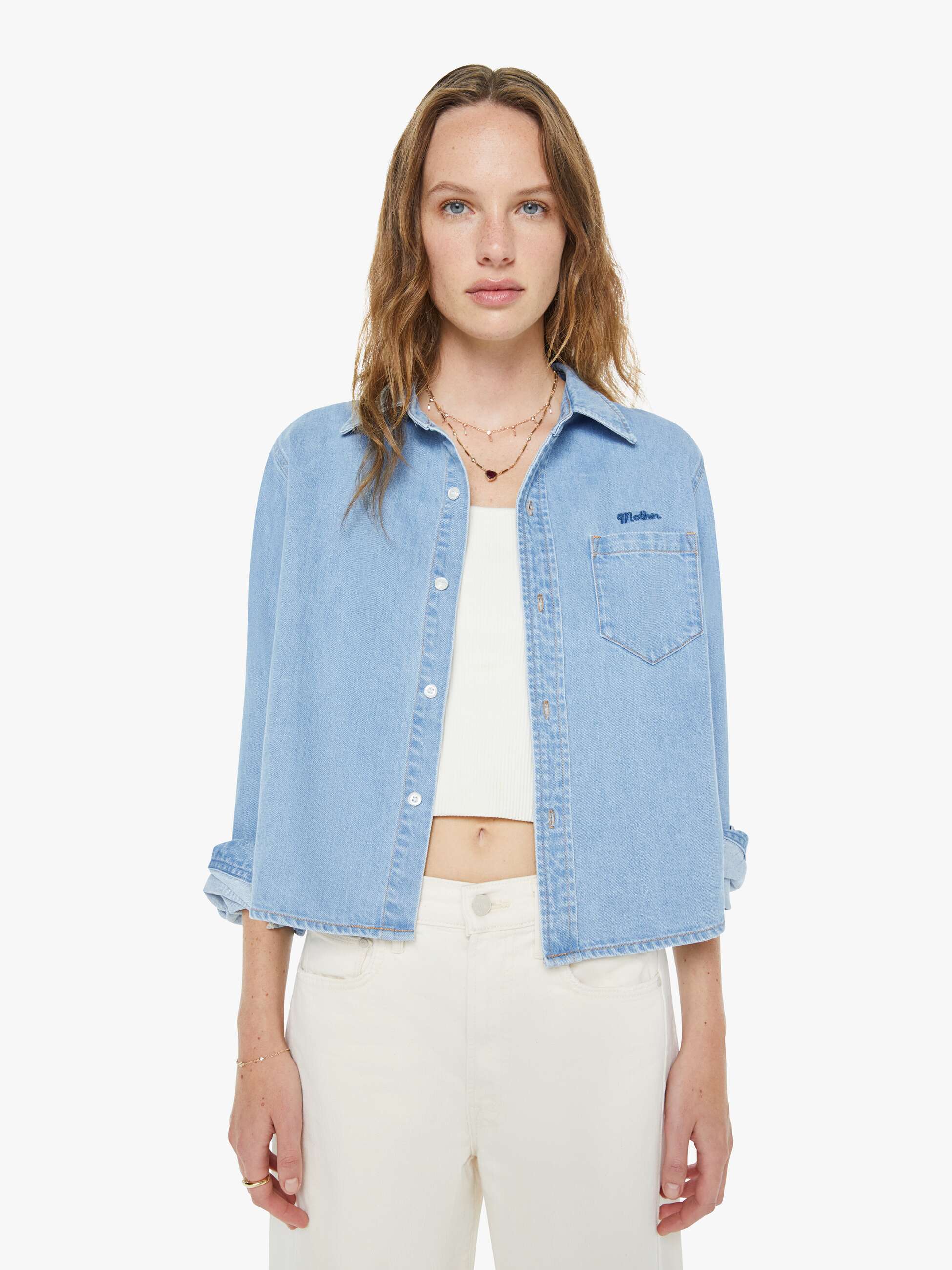 Mother Tees Honor Roll Hemd Grand Slam Hellblau Cropped