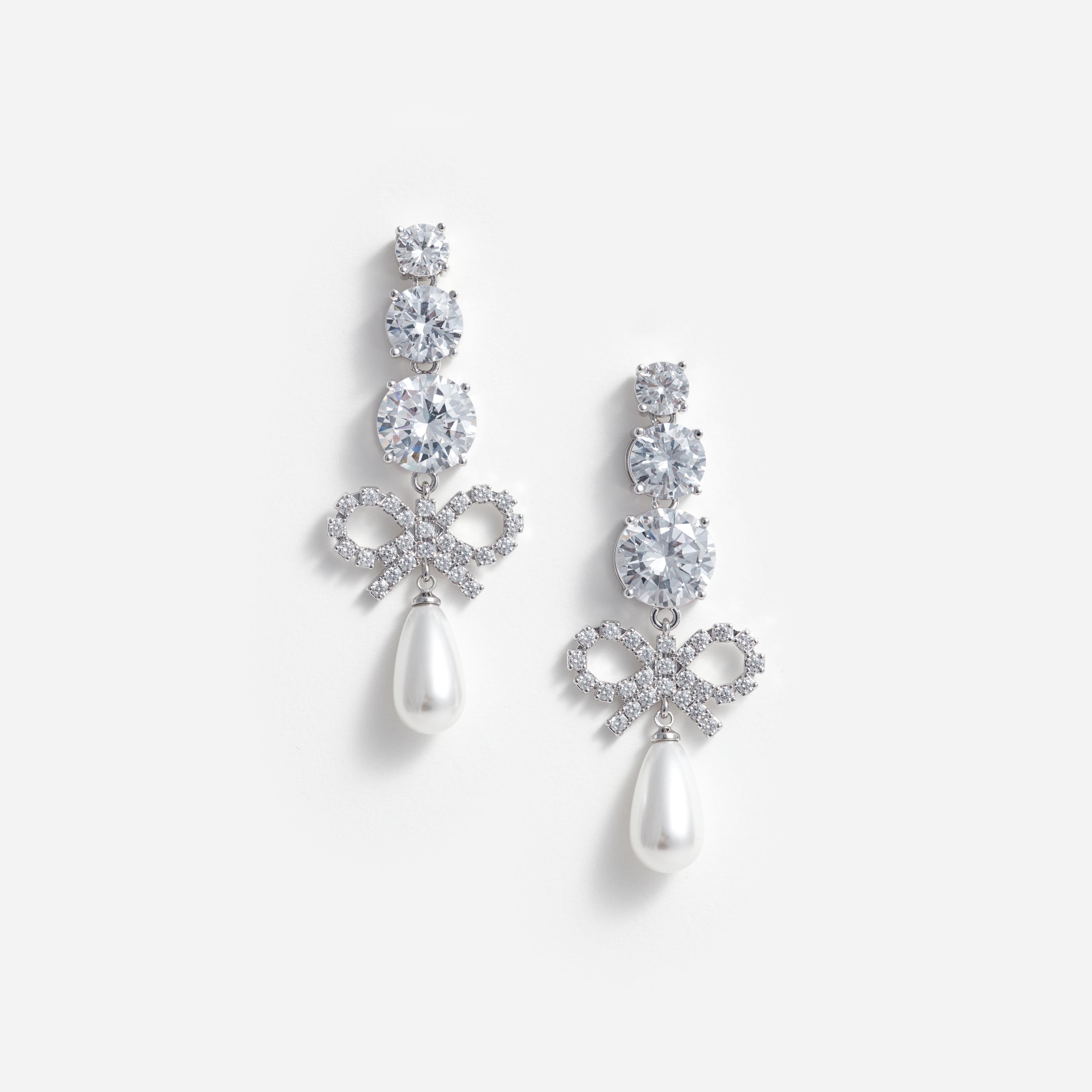 Self Portrait Crystal Bow Pearl Ohrringe Silber One Size
