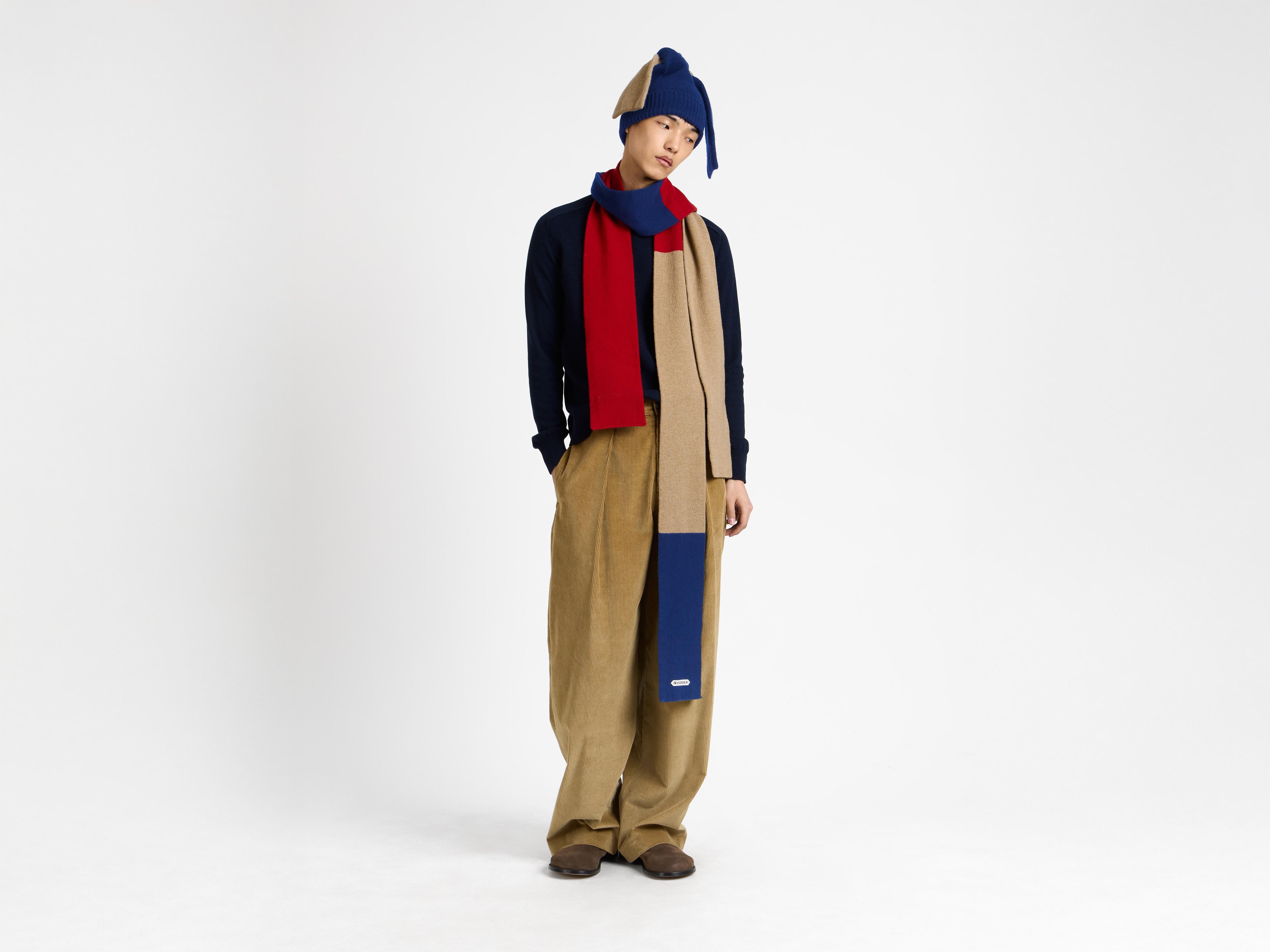 J.W.Anderson Knotted Beanie Mütze Navy Beige OS