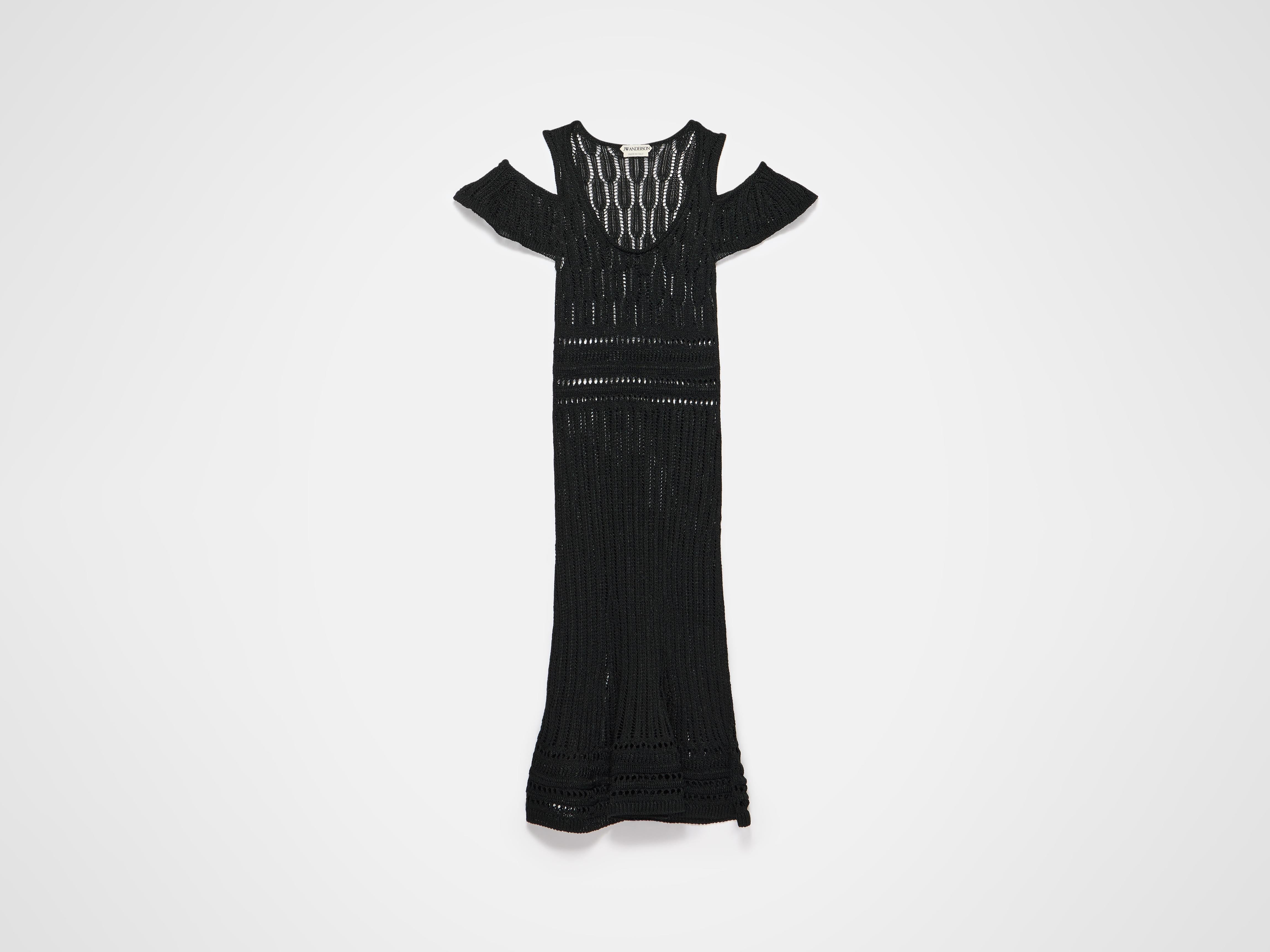J.W.Anderson Shoulder Ruffle Crochet Kleid Schwarz Damen