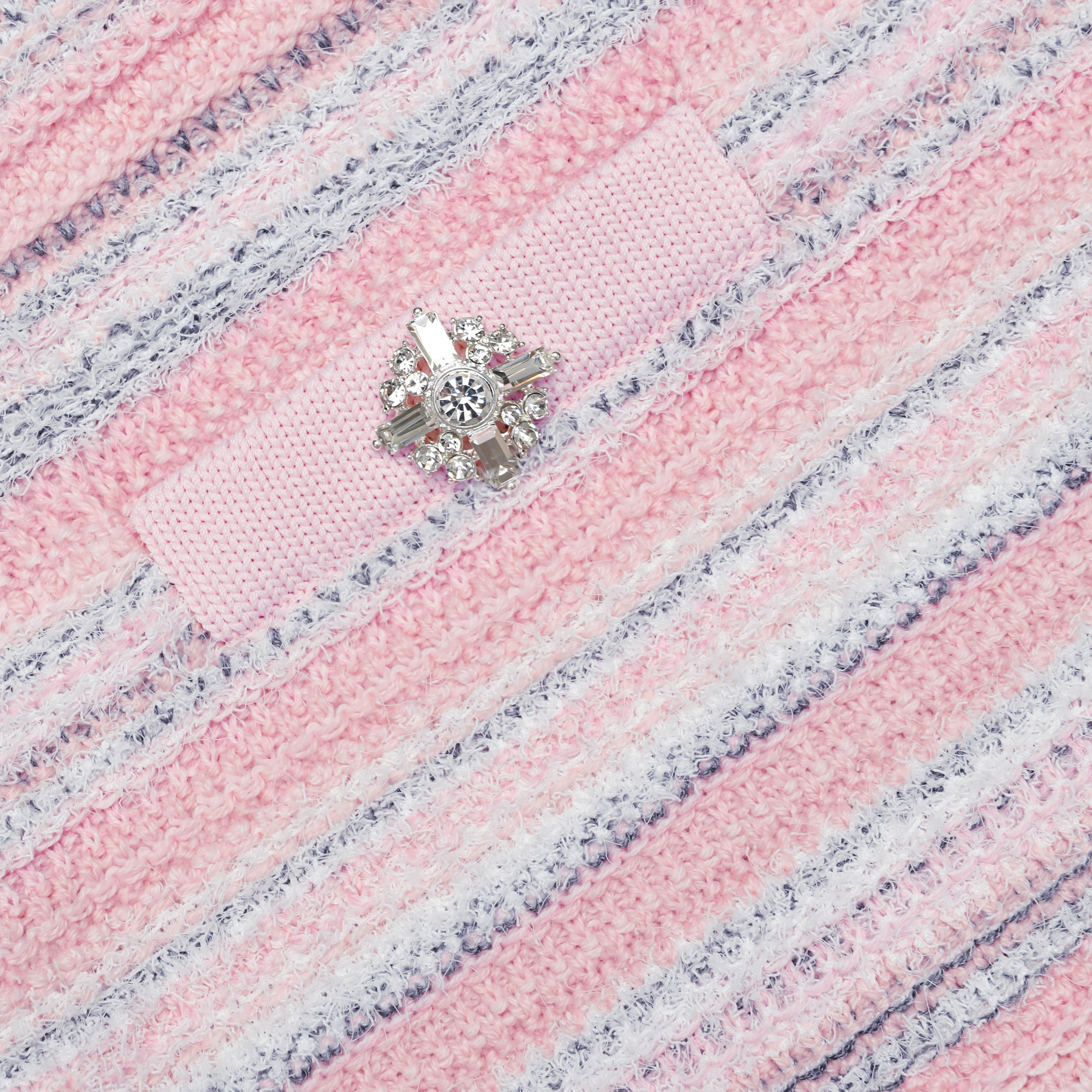 Self Portrait Bottoms Mini Rock Rosa Strick S Diamant-Knöpfe