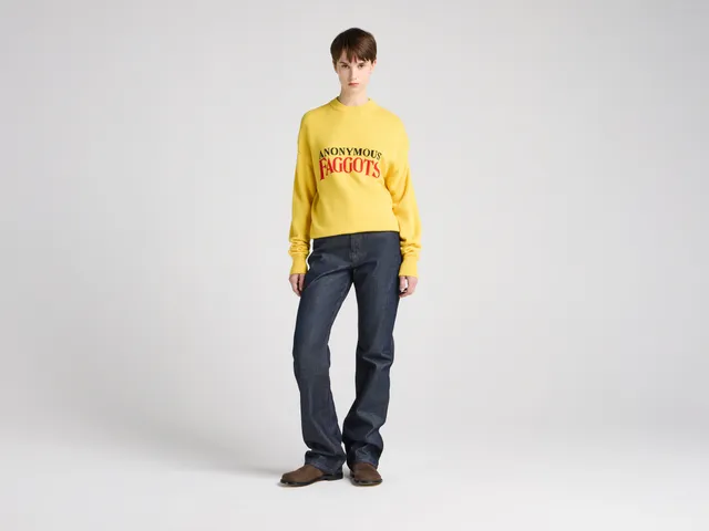 J.W.Anderson Knitwear Anonymous Faggots Jumper Damen Gelb Grafik