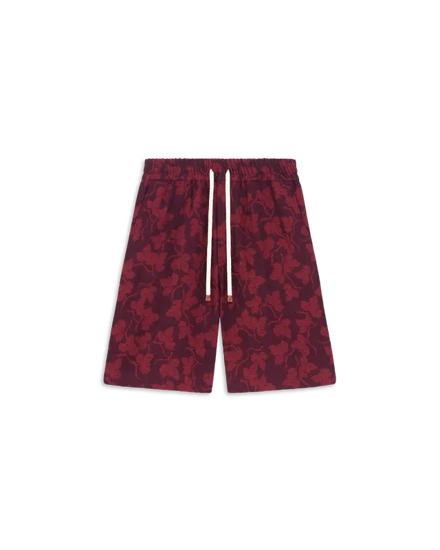 Drôle De Monsieur Vine Leaf Jacquard Herren-Shorts Burgundy
