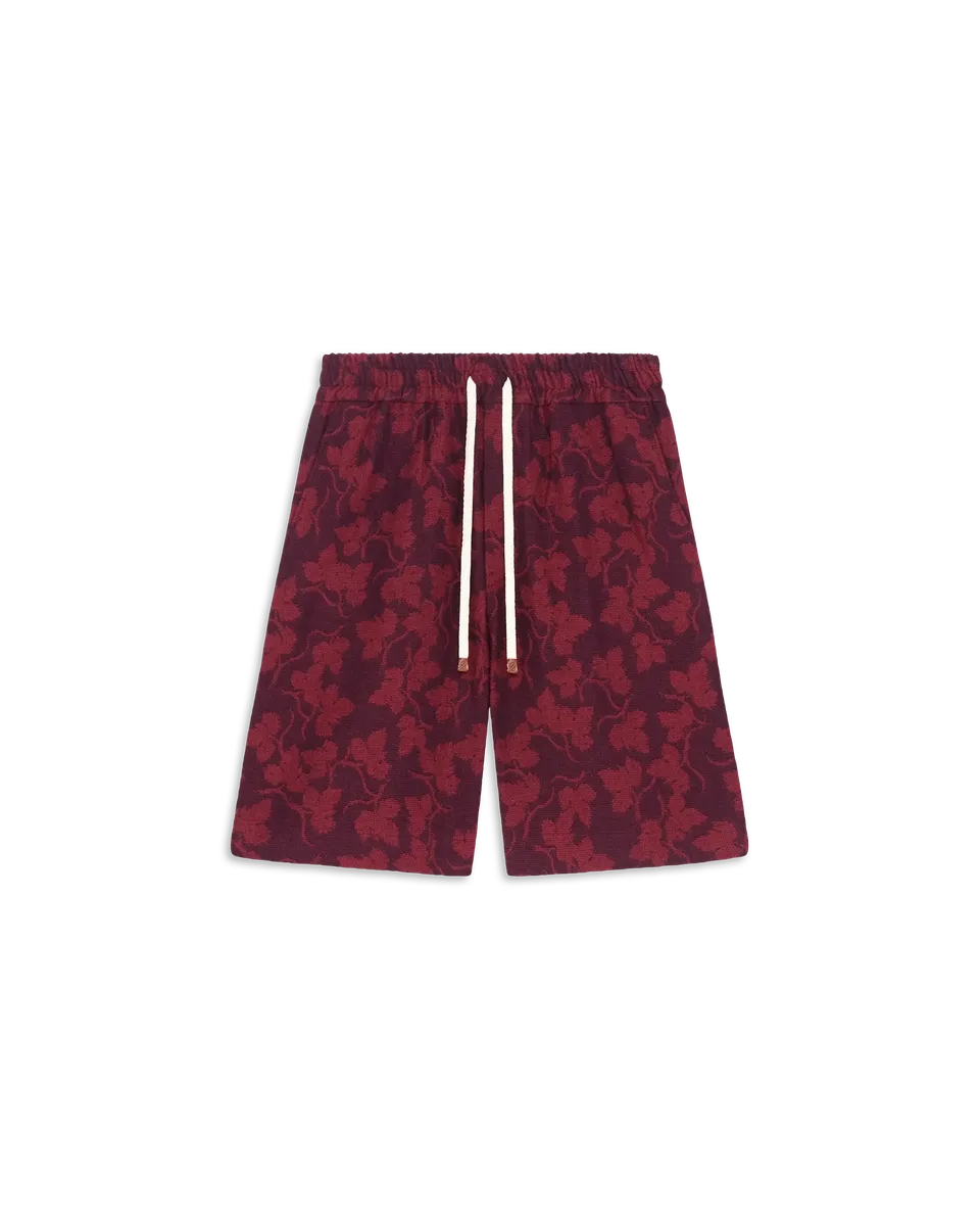 Drôle De Monsieur Vine Leaf Jacquard Herren-Shorts Burgundy