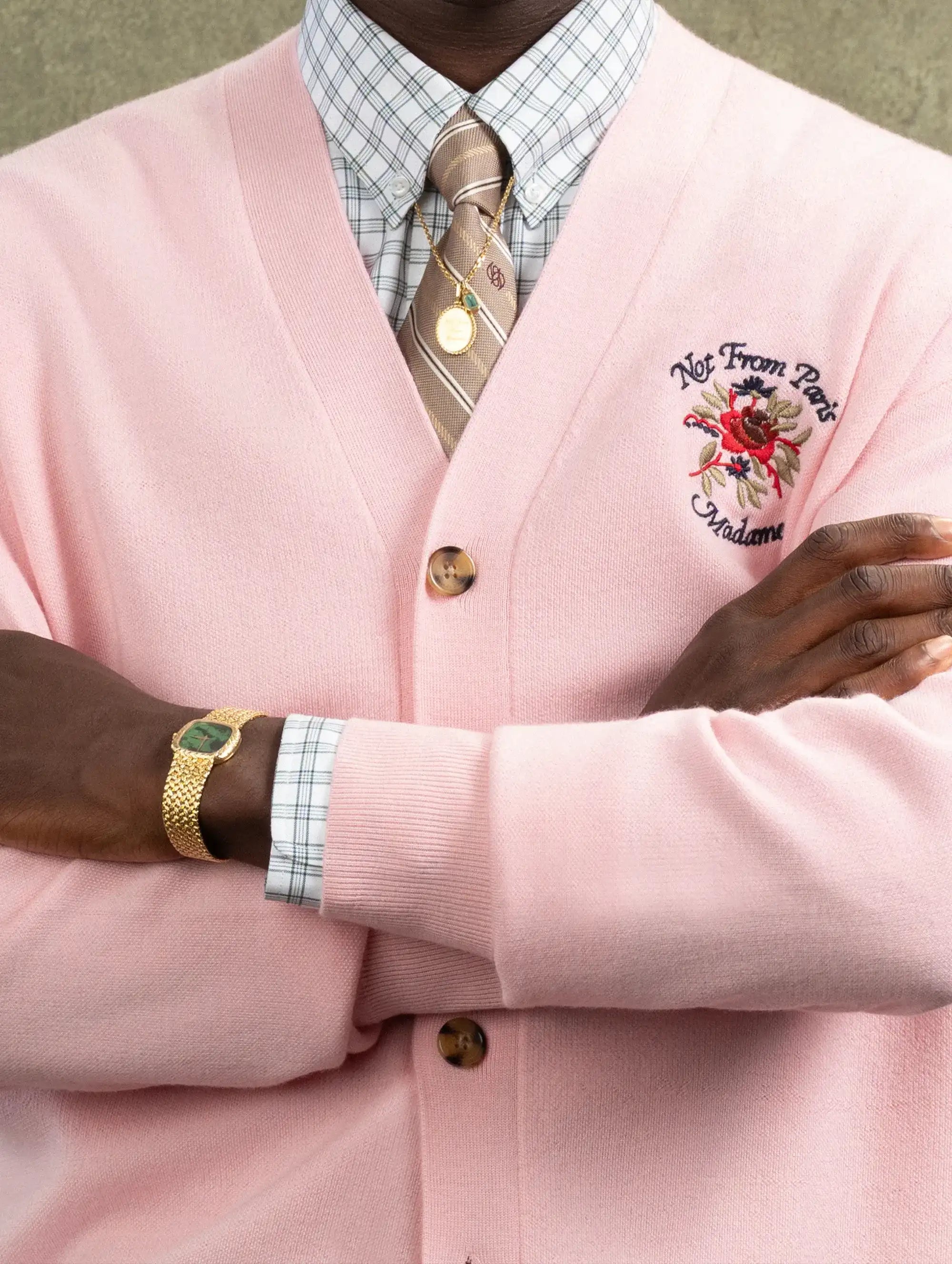 Drôle De Monsieur Slogan Rose Cardigan Wolle Hellrosa
