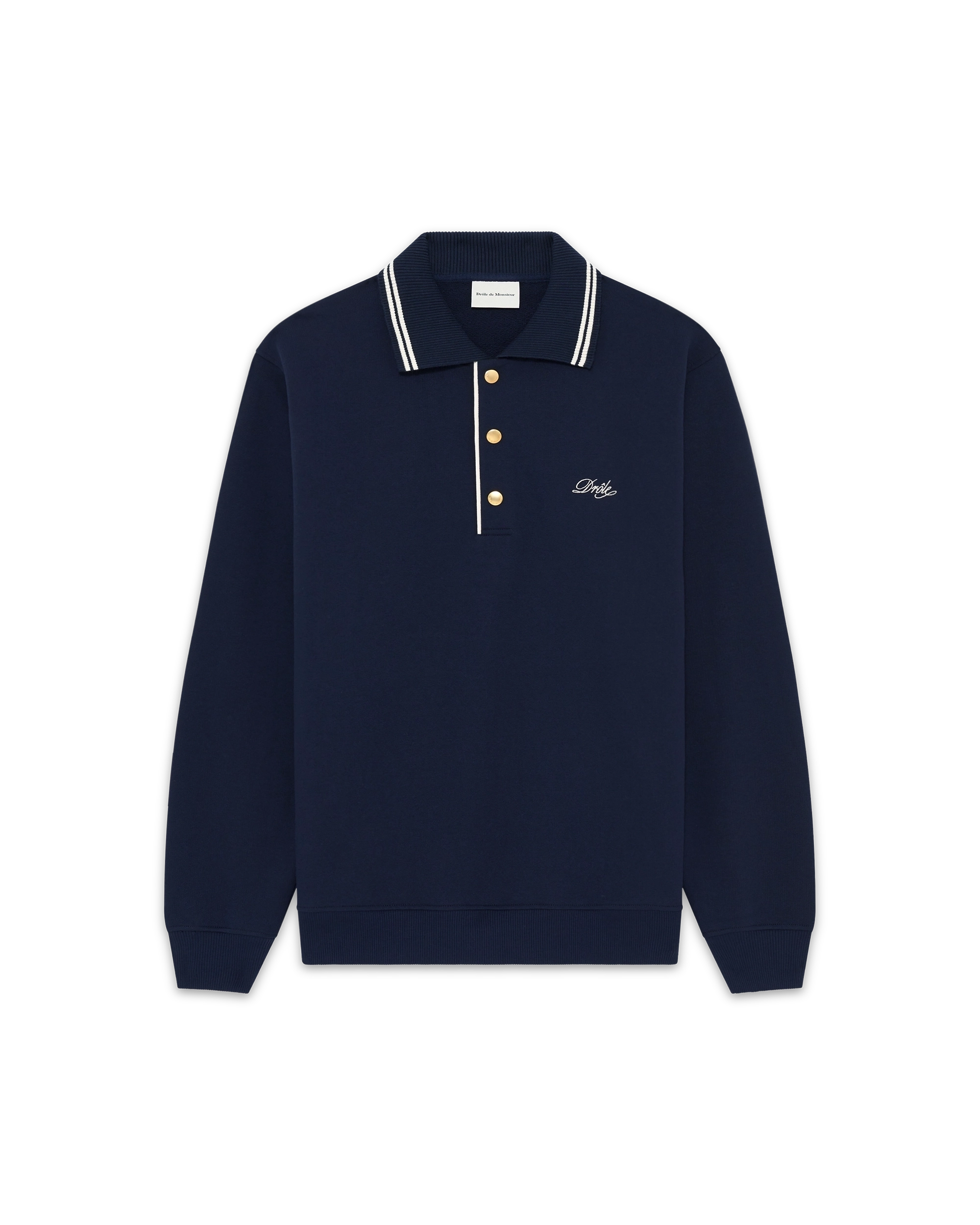 Drôle De Monsieur Polo Drôle Polohemd Navy Fleece Baumwolle