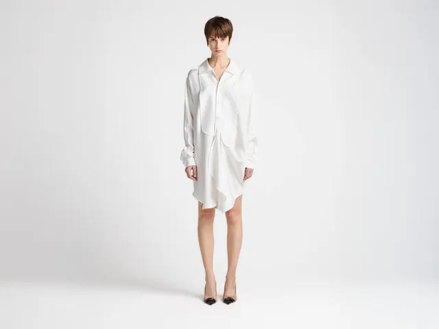 J.W.Anderson Tuxedo Drape Seidenkleid Off-White