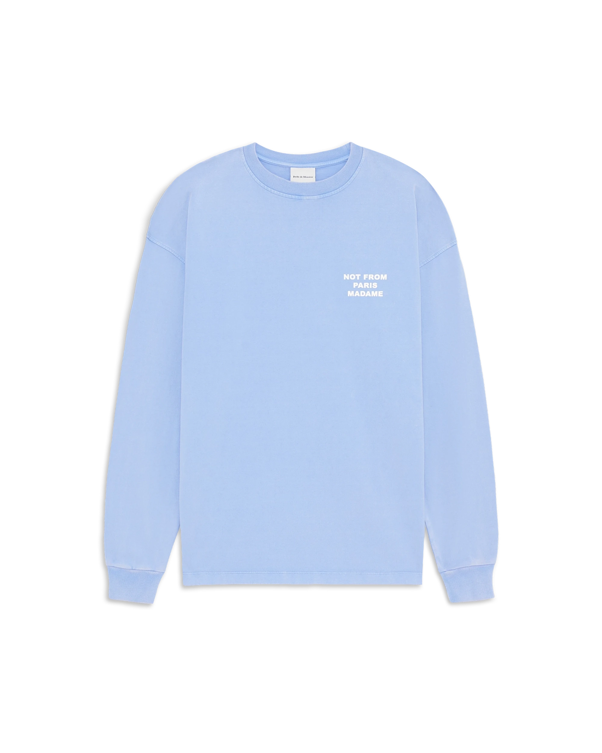 Drôle De Monsieur Slogan Langarmshirt Blau Baumwolle