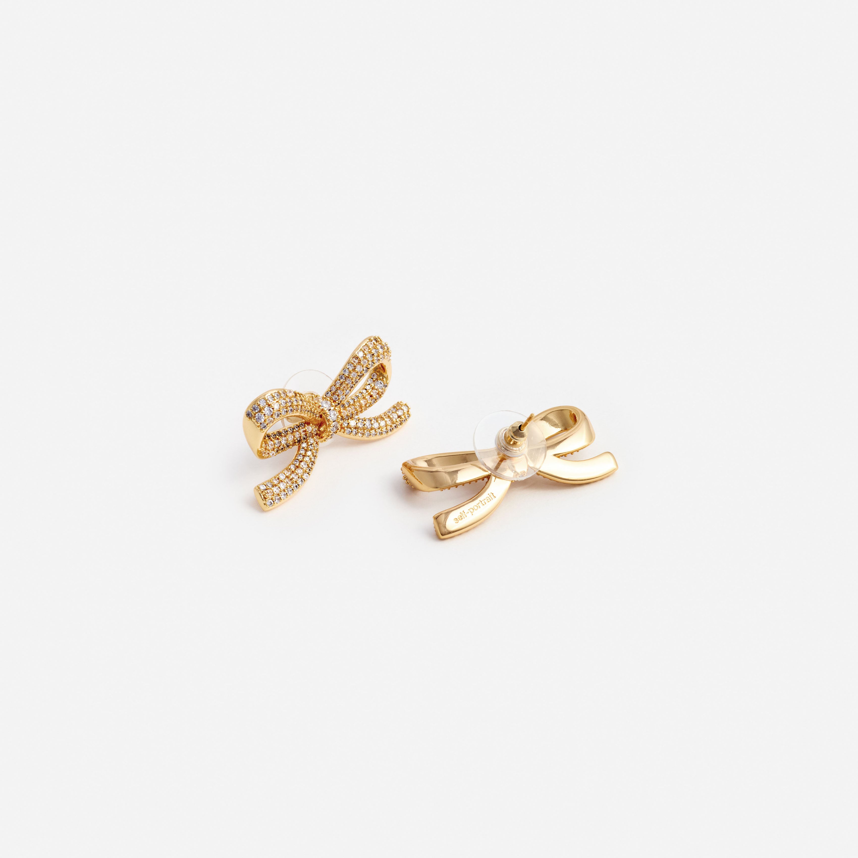 Self Portrait Gold Crystal Bow Ohrringe Schleife Kristall