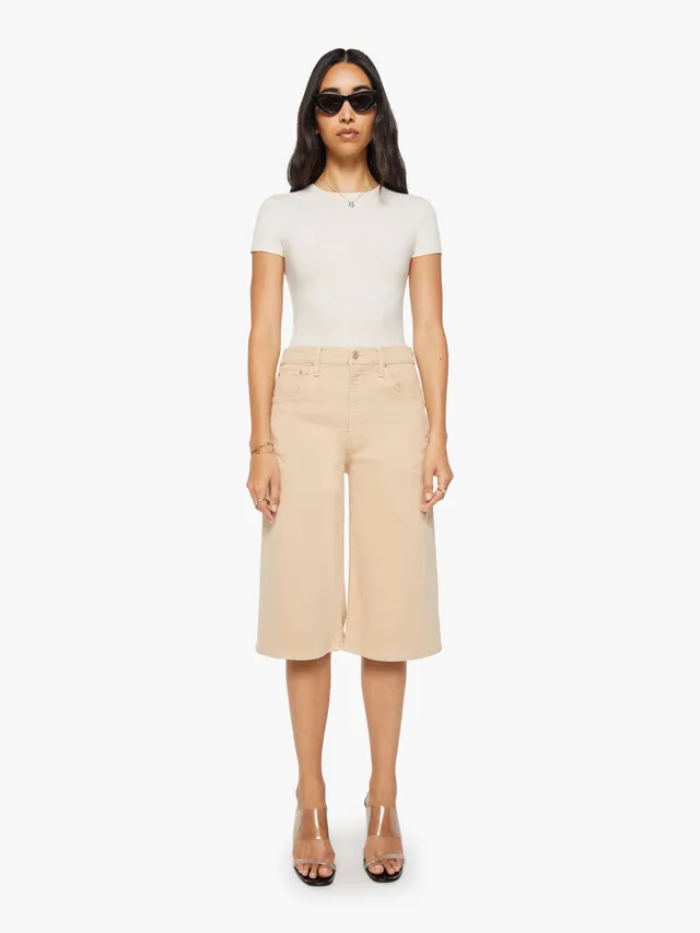 Mother Denim Whole Lot Twist Zip Shorts Almond Buff beige