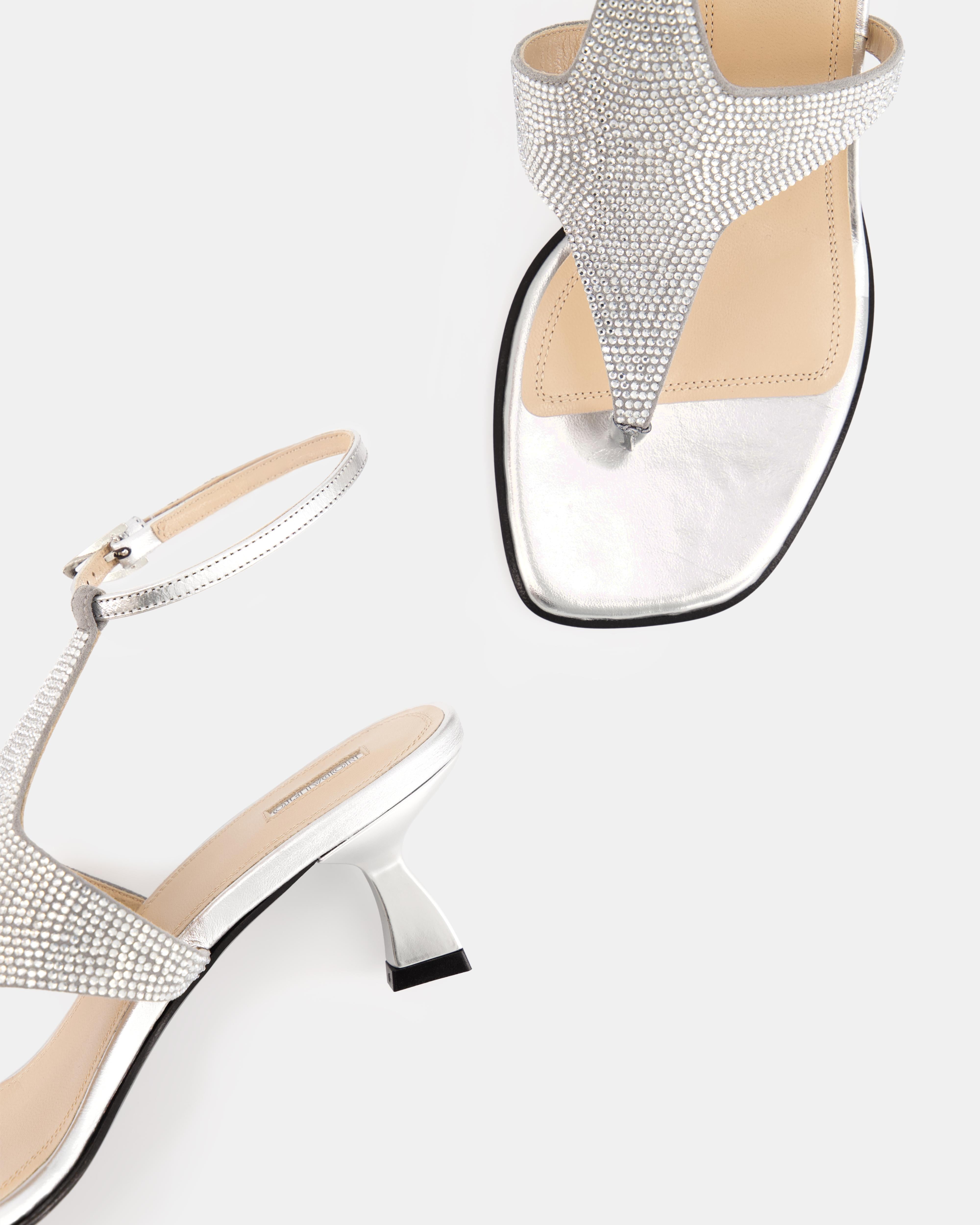 Nodaleto Dona Nova 50 Sandalen Silber Metallic Nappa 5cm