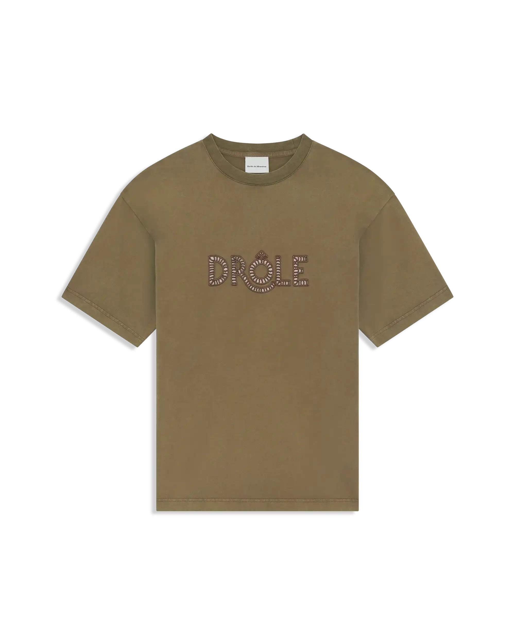 Drôle De Monsieur Drôle Ajouré T-Shirt Khaki Baumwolle
