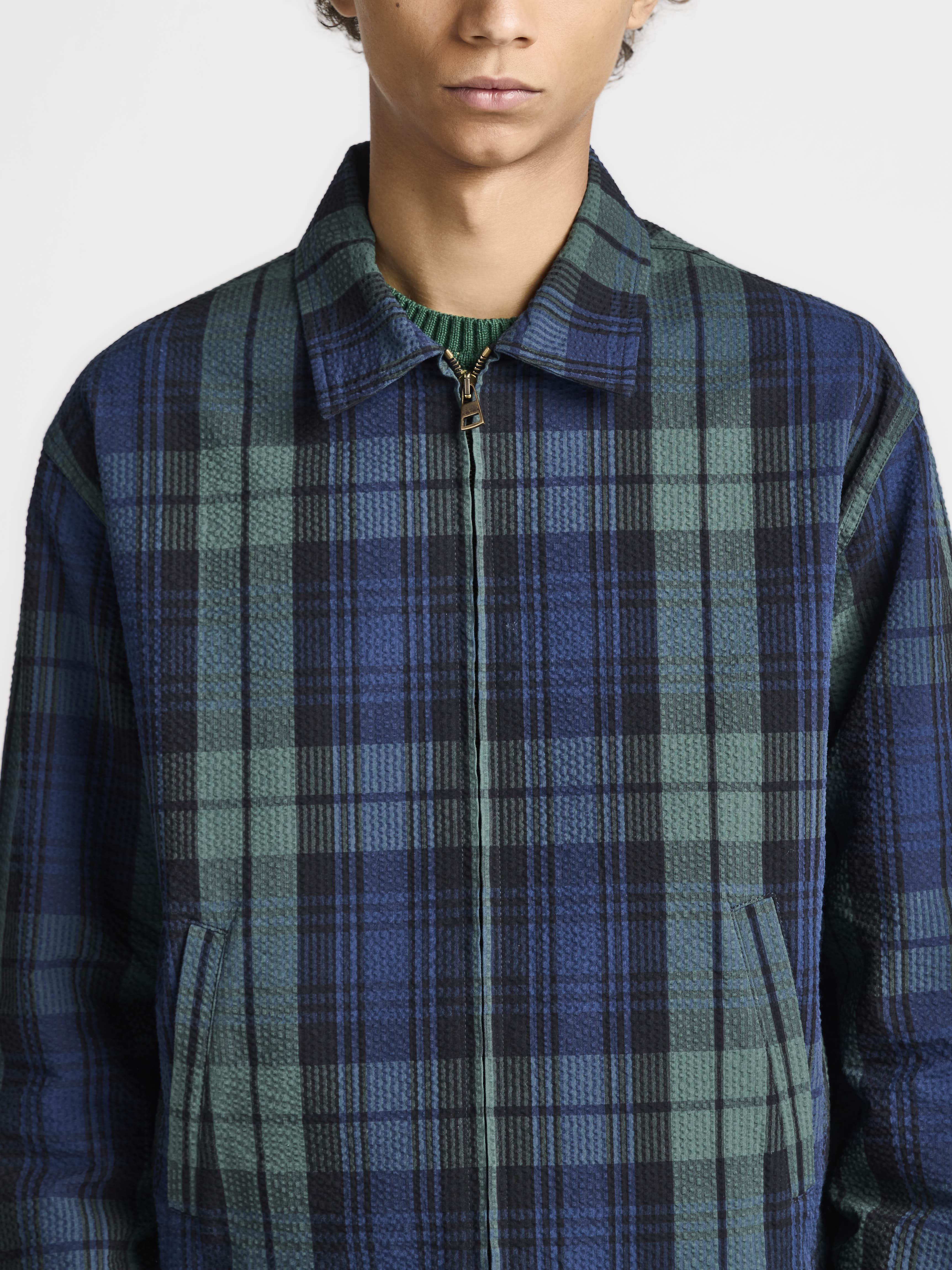 J.W.Anderson Front Zip Blouson Jacke Navy Green Baumwolle