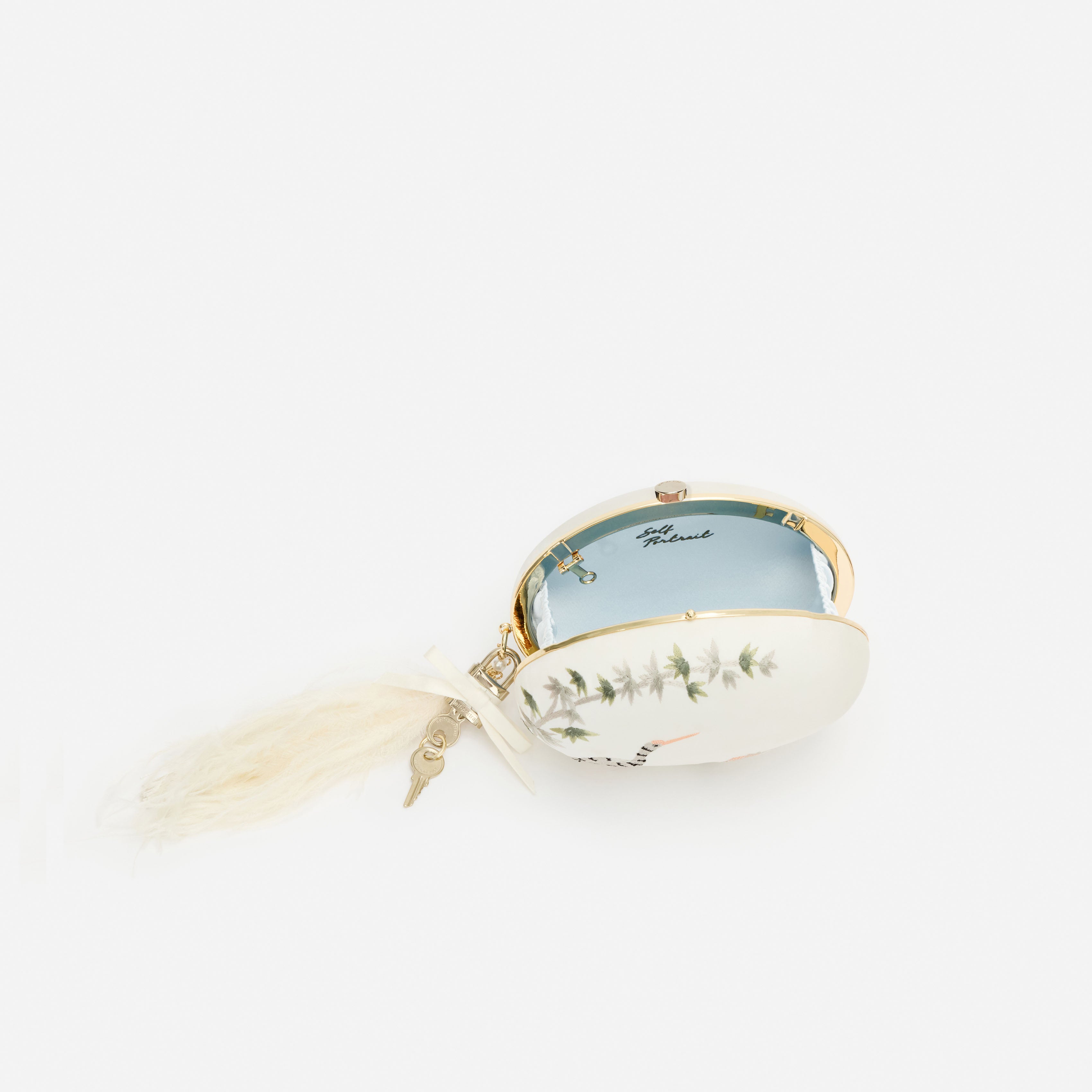 Self Portrait Handbags Oval Clutch Tasche Creme