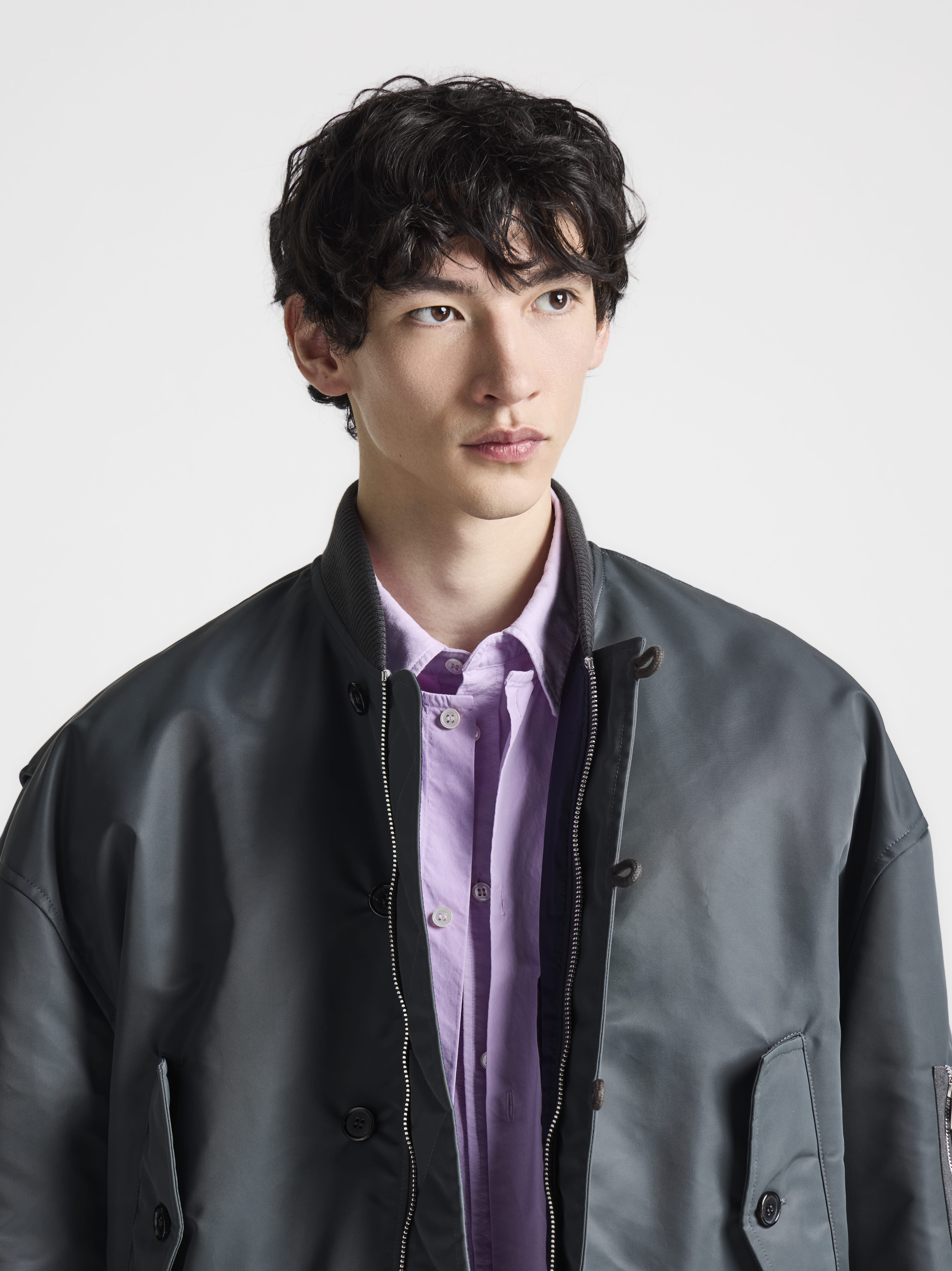 J.W.Anderson Bomberjacke Oversized Nylon Dunkelgrau Herren