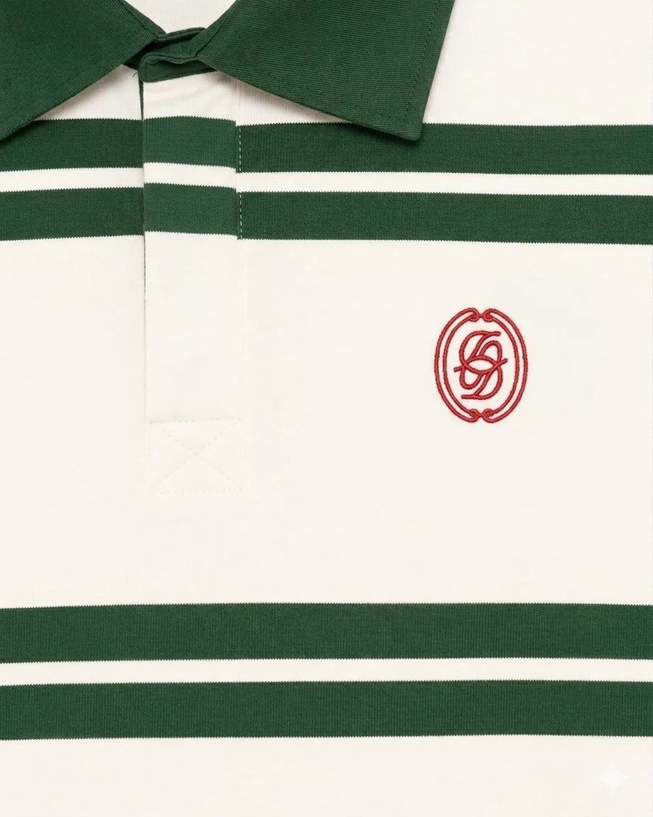 Drôle De Monsieur D Mirror Striped Polo Grün Baumwolle