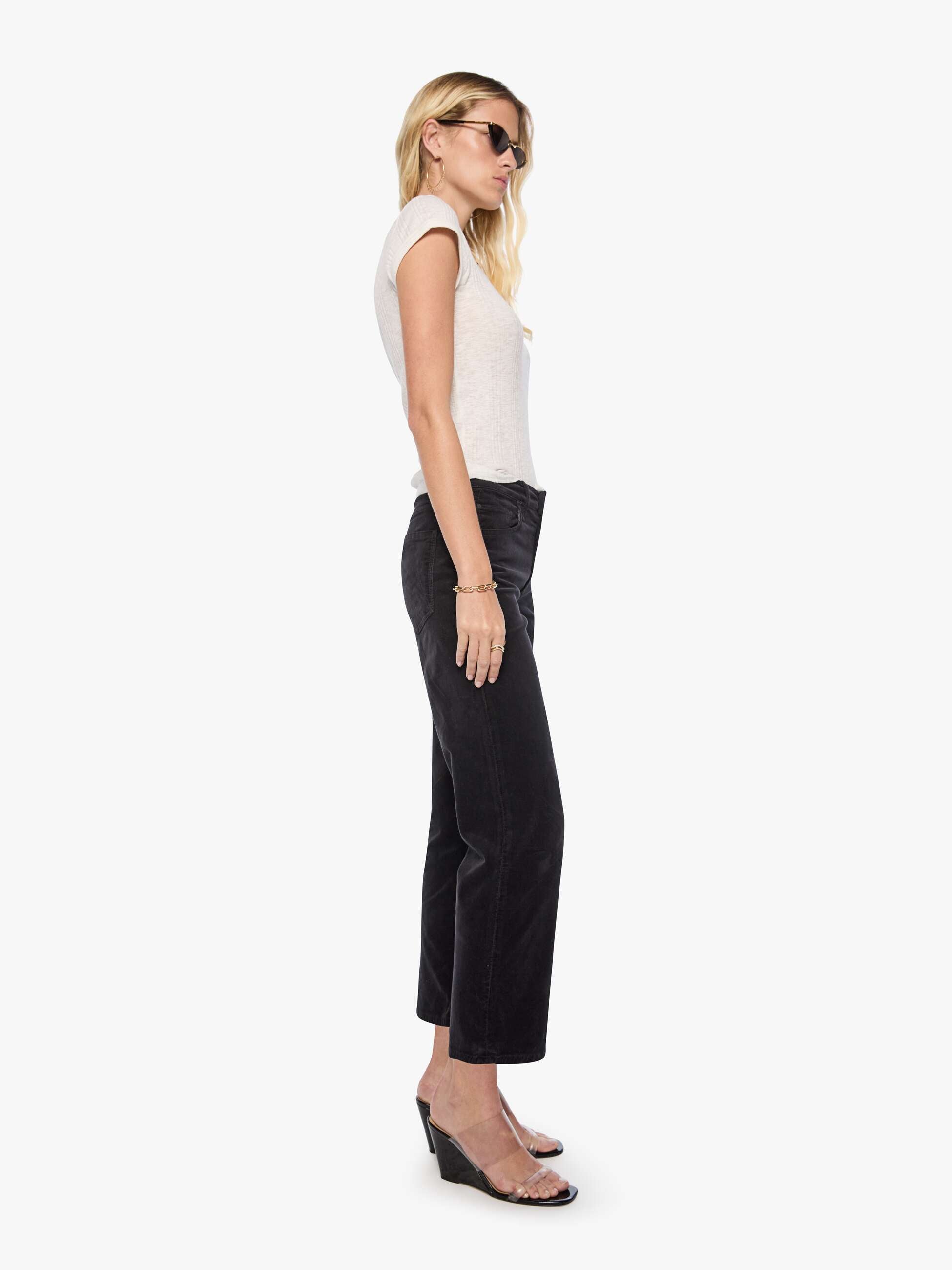 Mother The Newbie Ankle Cordhose Beluga Schwarz