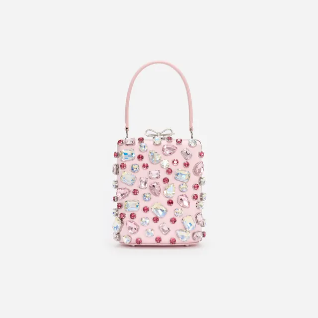 Self Portrait Mini Bow Bag Pink Kristall Satin One Size