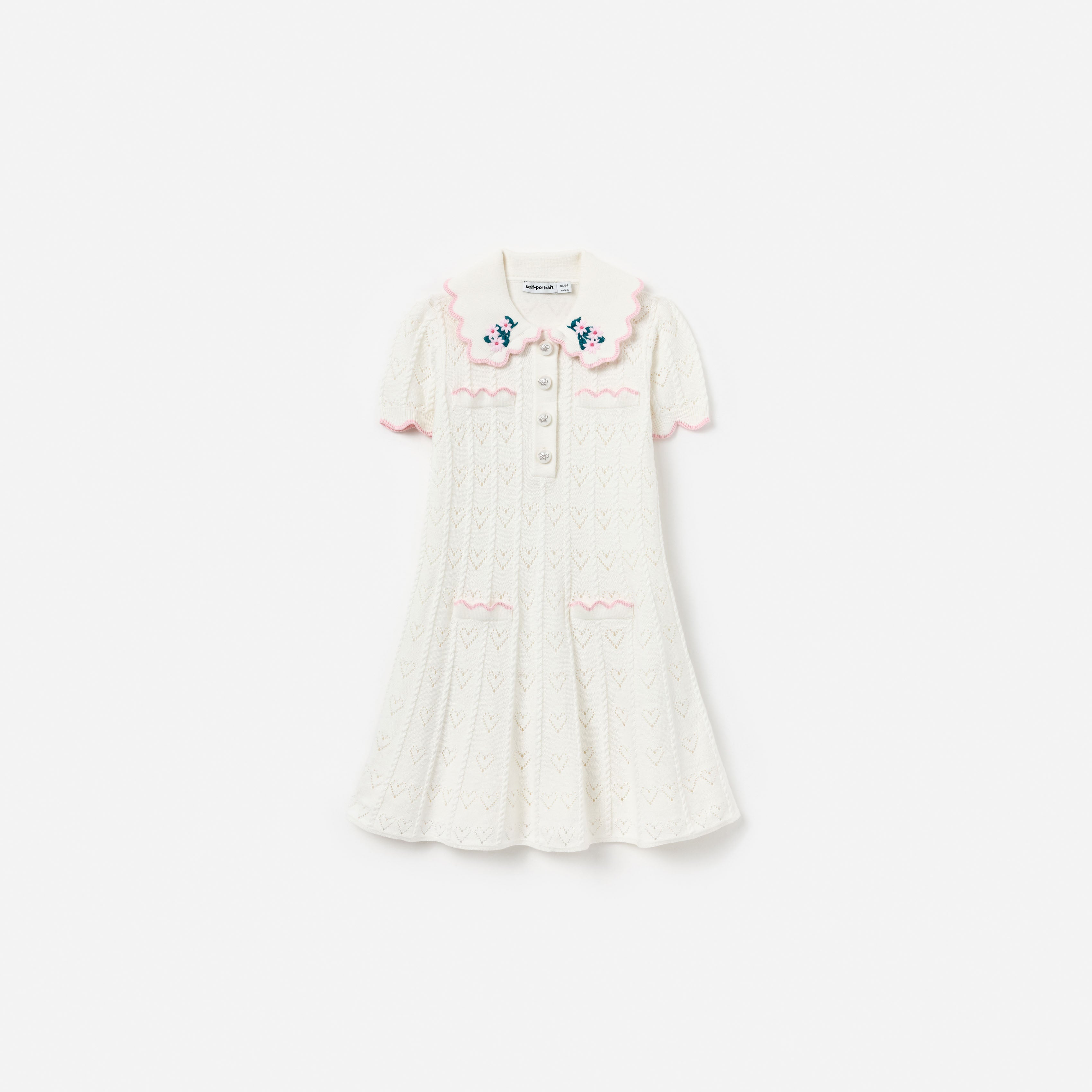Self-Portrait Dresses Cream Heart Knit Kleid Creme Strick