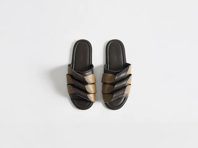 J.W.Anderson Contrast Coil Slide Sandalen Braun Chestnut Nappa Damen