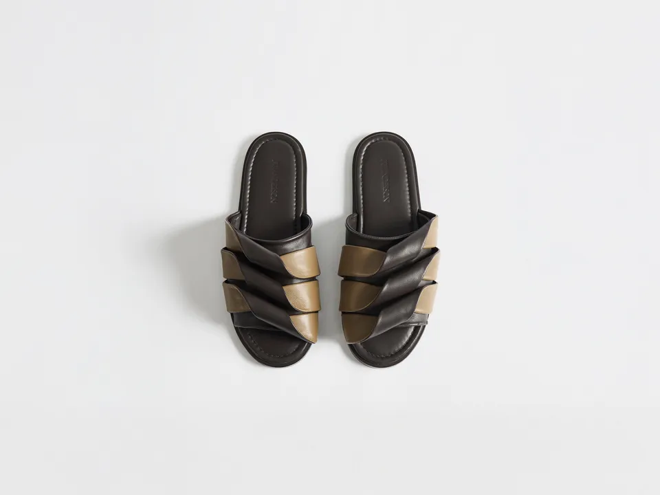 J.W.Anderson Contrast Coil Slide Sandalen Braun Chestnut Nappa Damen