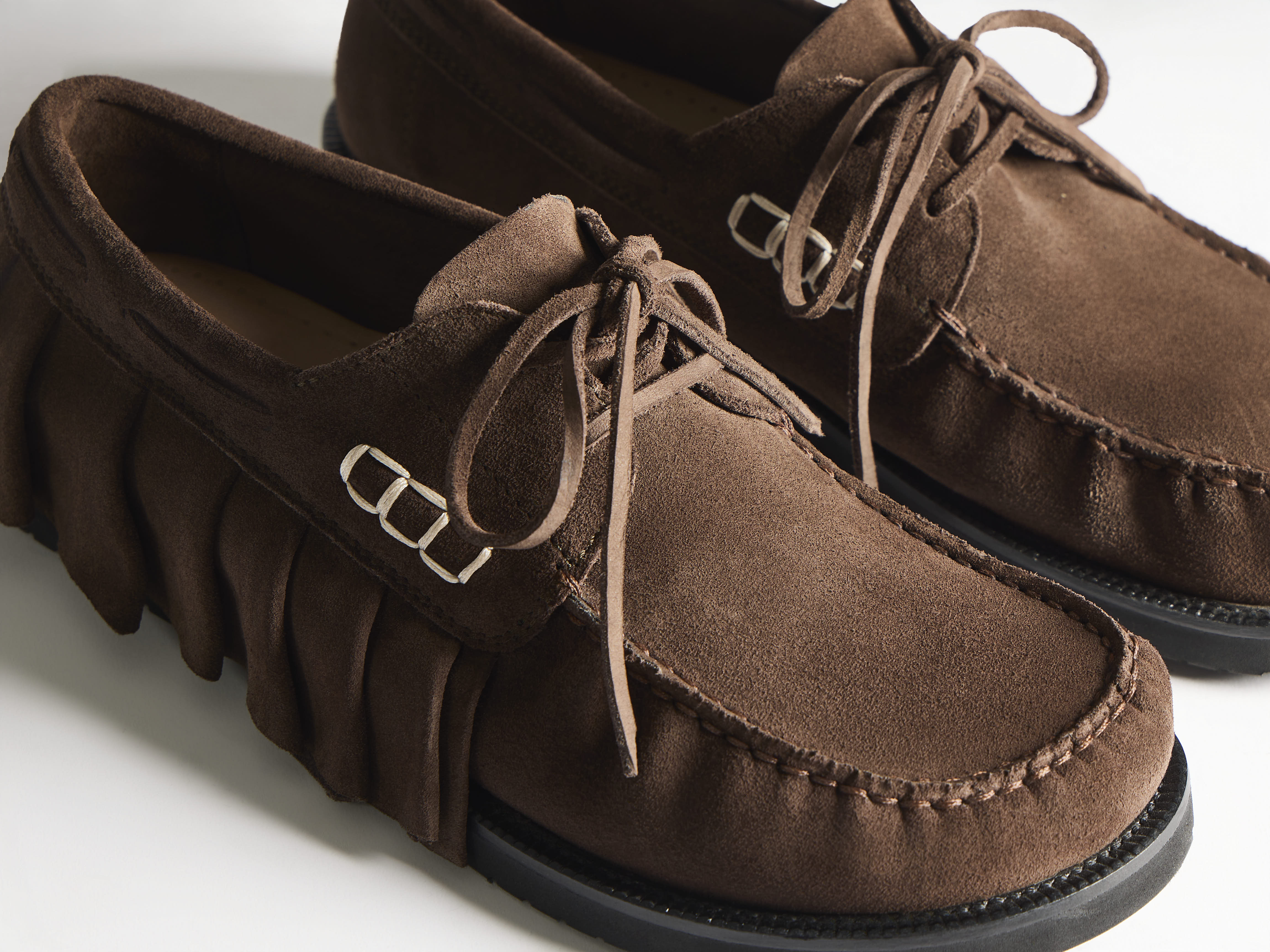 J.W.Anderson Loafer Ruffle Bootsschuhe Chocolate Brown Wildleder