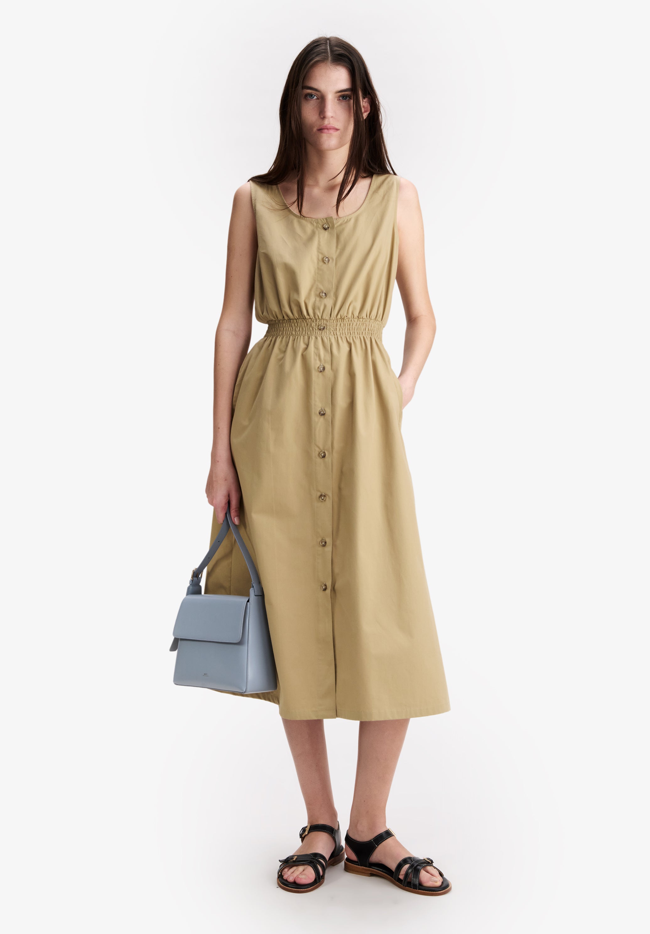 A.P.C. Dresses Kleid Beige 38 Baumwolle Ärmellos