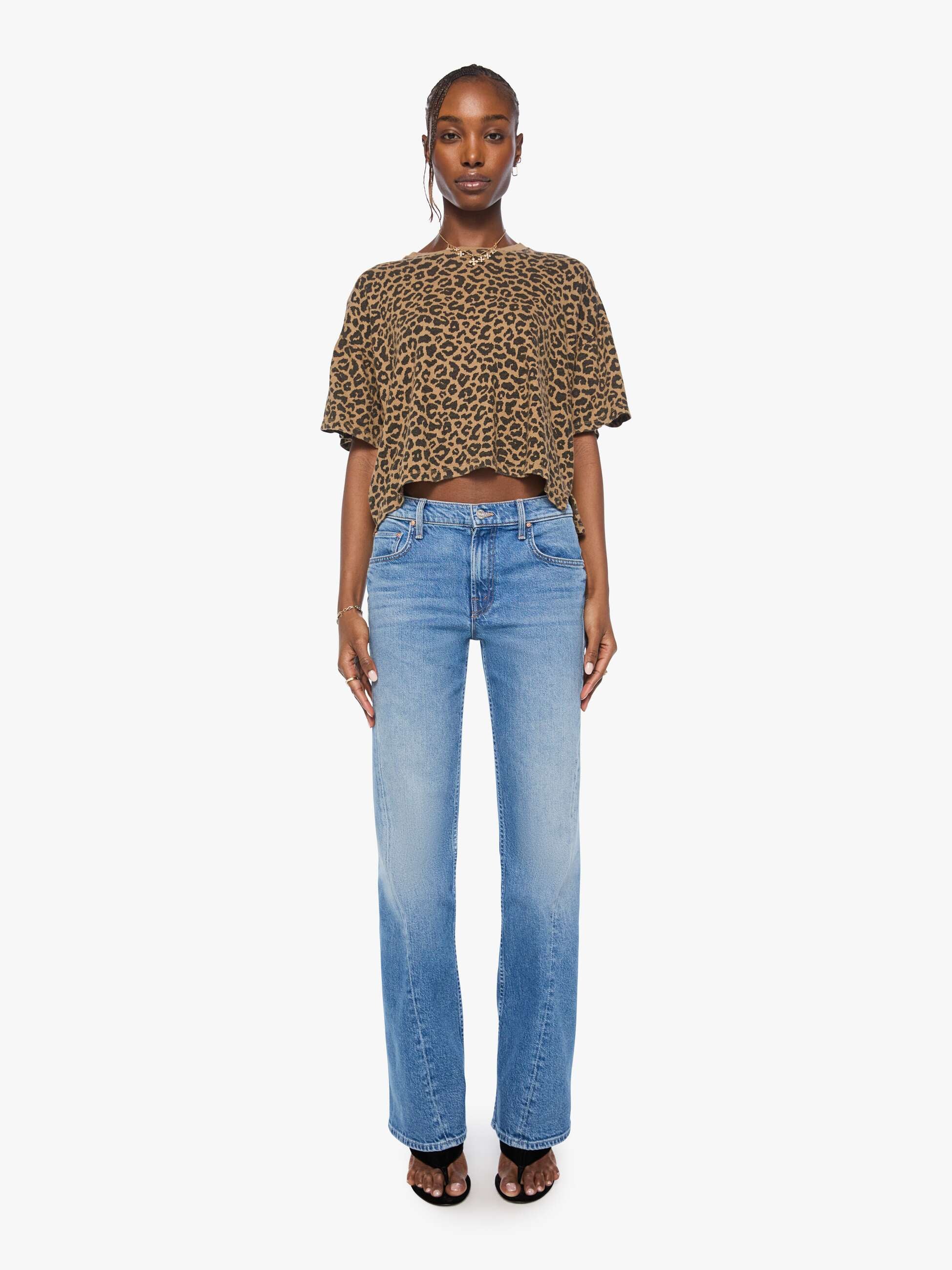 Mother S/S Boxy Ringer T-Shirt Leo Braun Crop