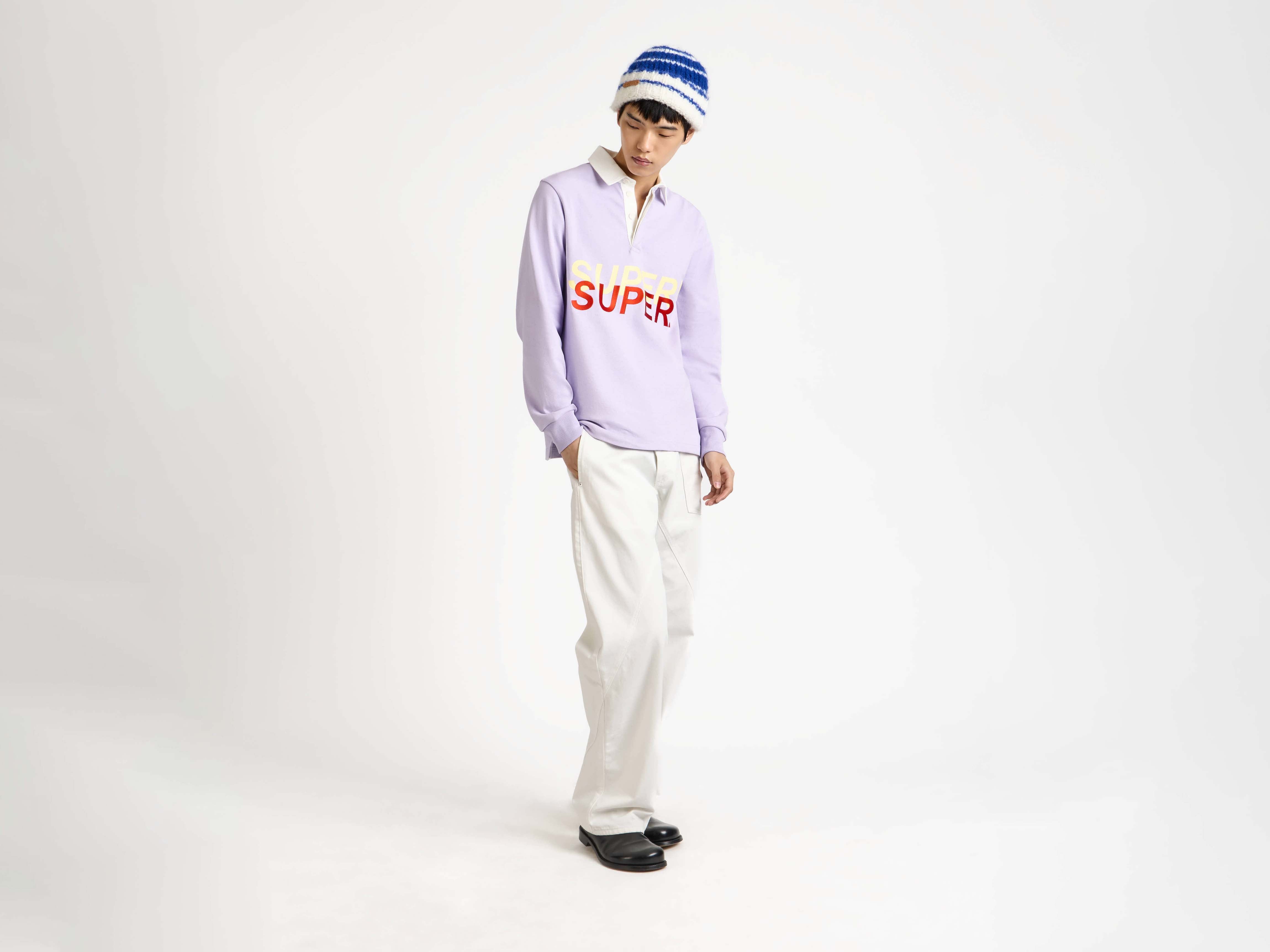 J.W.Anderson Striped Beanie Mütze Royal Blue Mohair