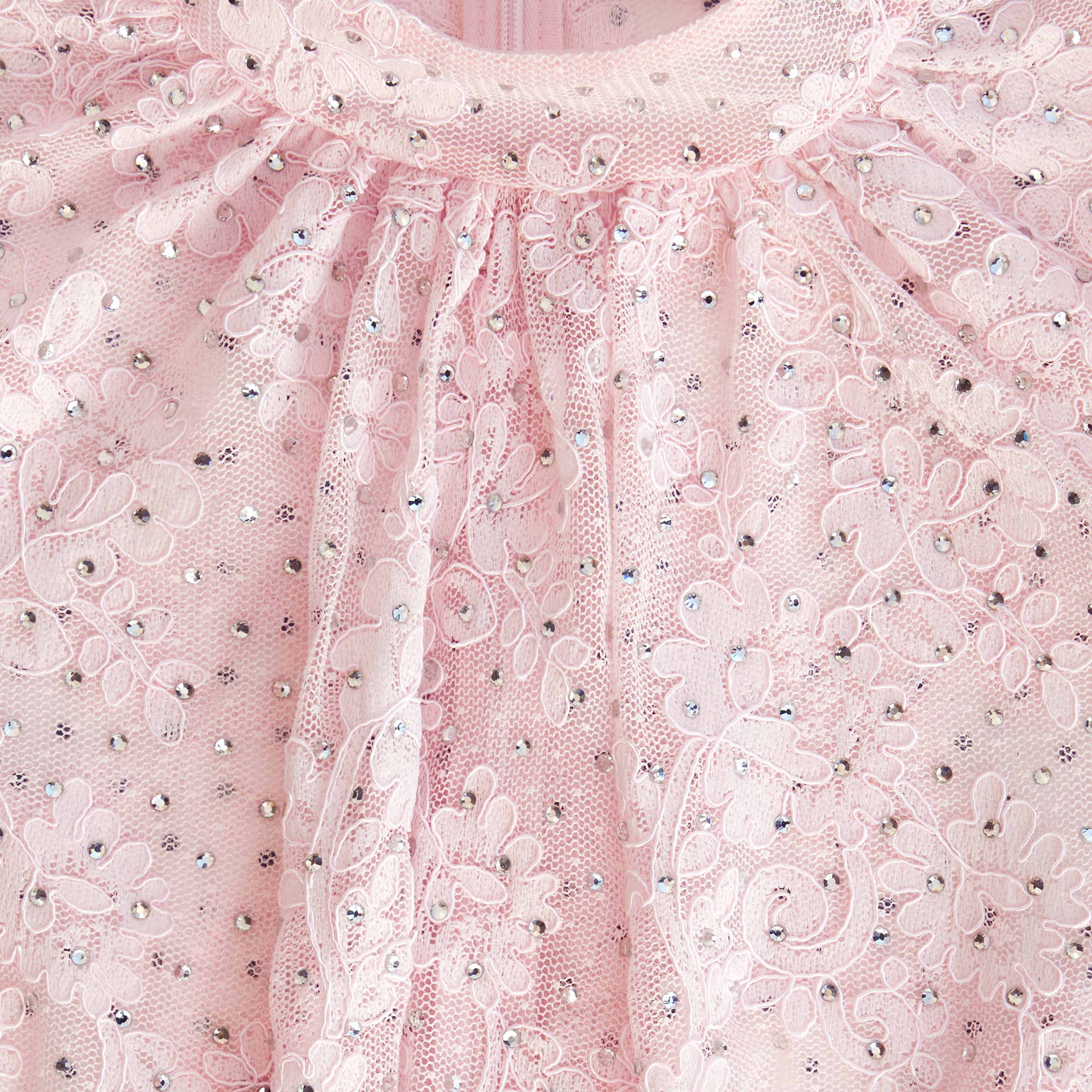 Self Portrait Pale Pink Rhinestone Maxi Kleid Rosa UK 6 Spitze