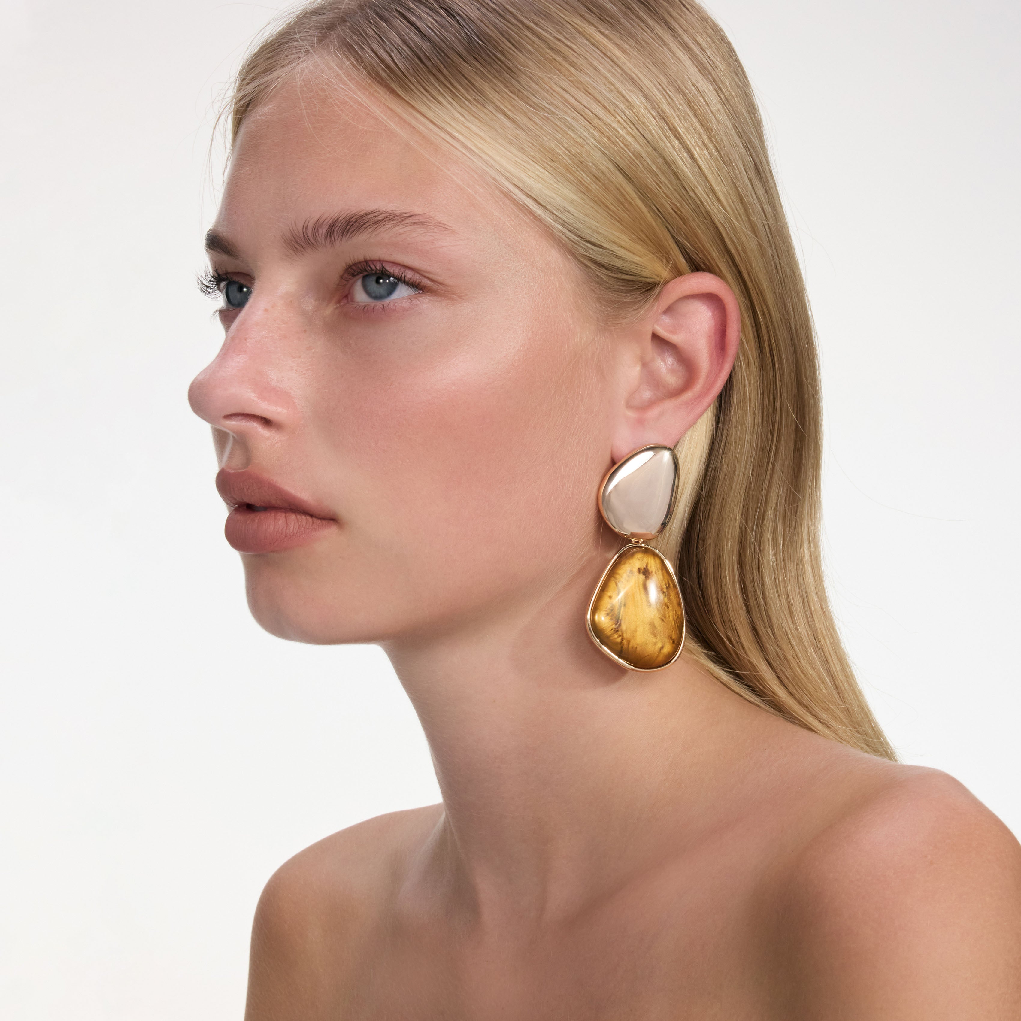 Self Portrait Ohrringe Gold Tigerauge Tiered One Size