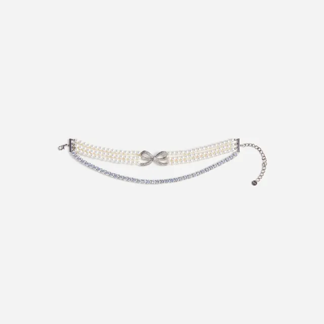 Self Portrait Pearl Crystal Choker Creme