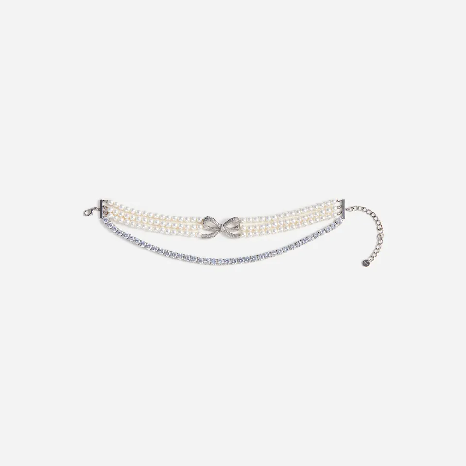 Self Portrait Pearl Crystal Choker Creme