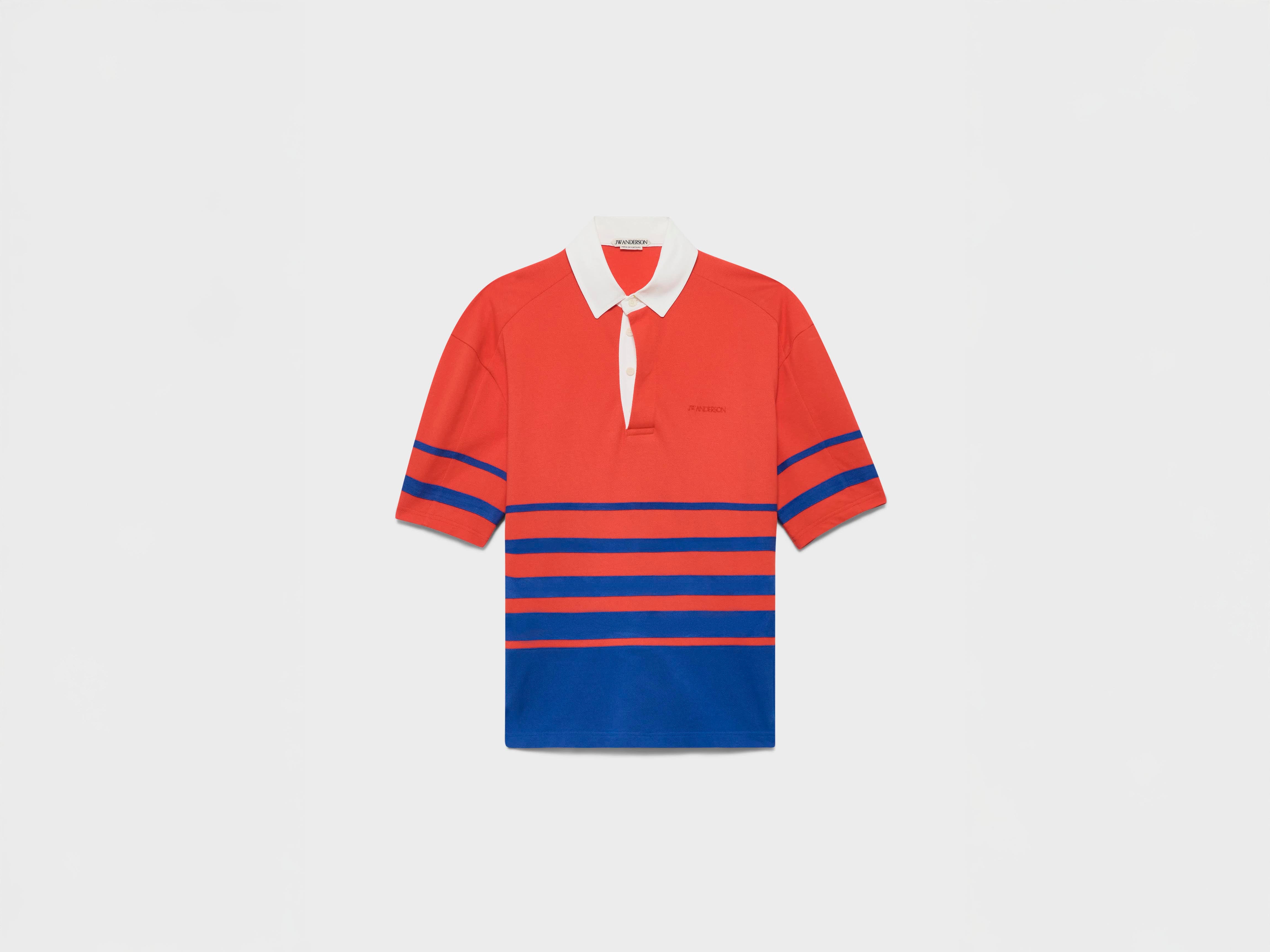 J.W.Anderson Striped Rugby Polo Shirt Rot Blau Damen