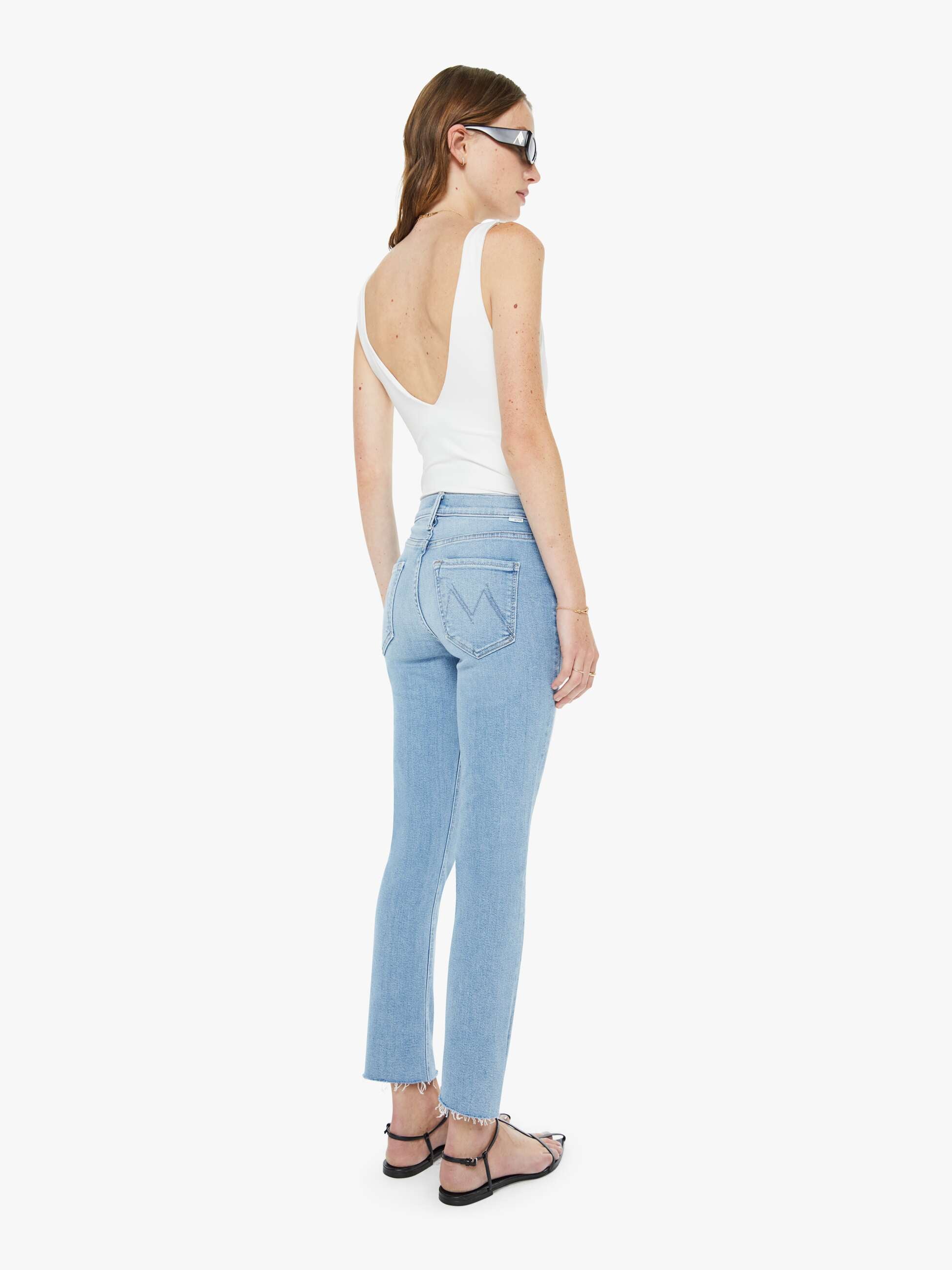 Mother The Mid Rise Dazzler Ankle Fray Jeans Blessing