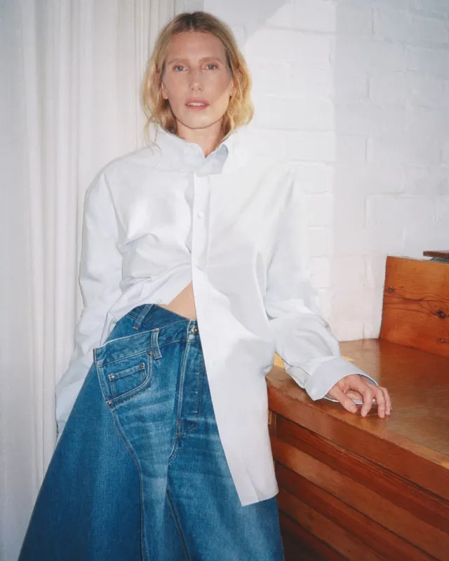J.W.Anderson Drop Front Rock Vintage Blue Denim Damen