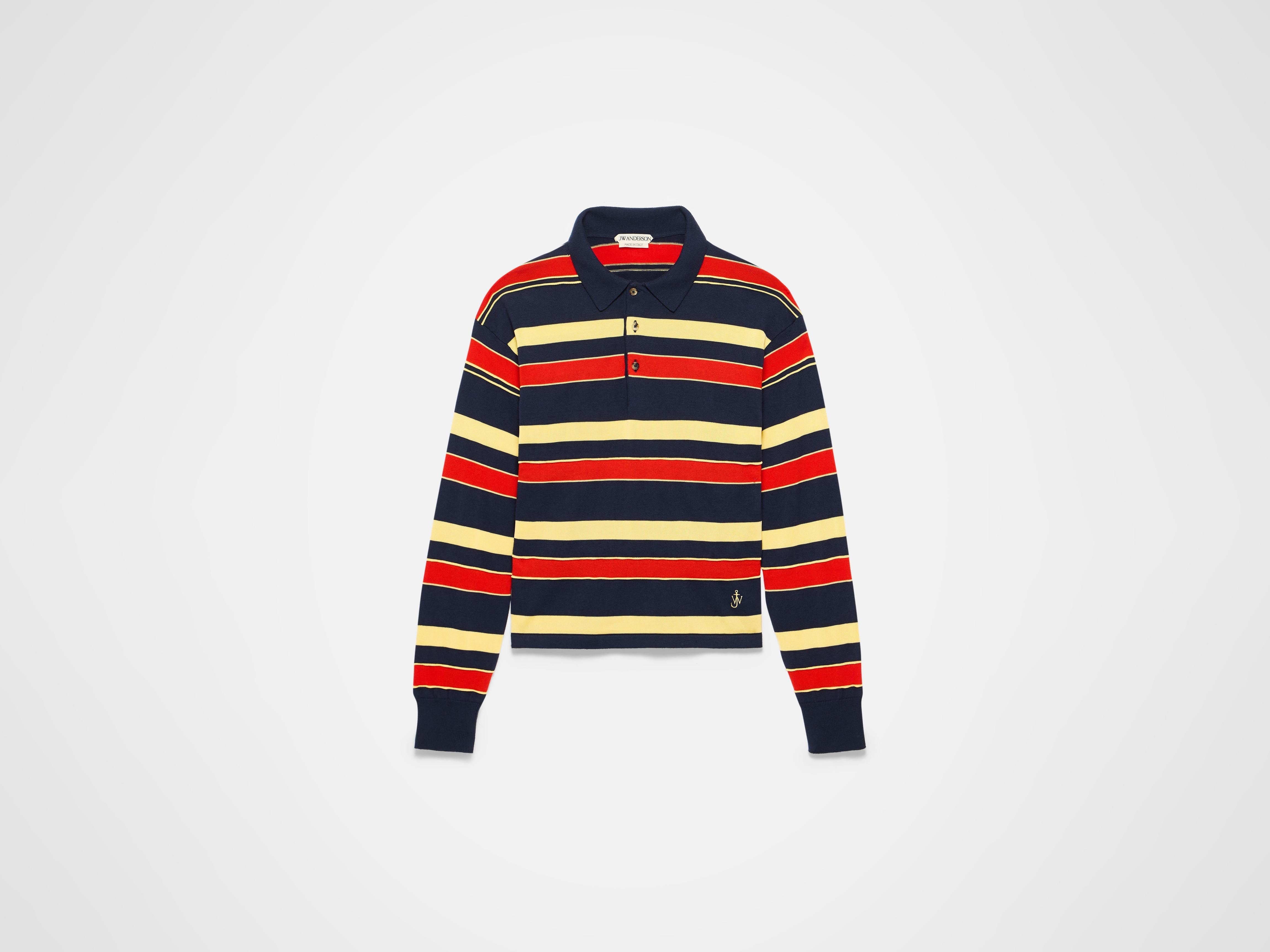 J.W. Anderson Rugby Polo Navy Gestreift Strick Anker