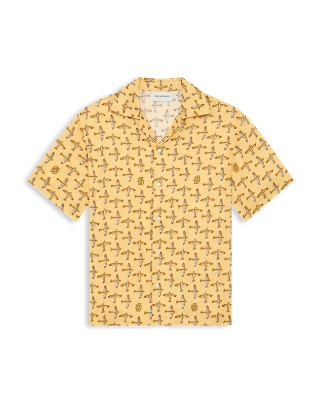 Drôle De Monsieur Chemise Skyline Hemd Viskose Gelb