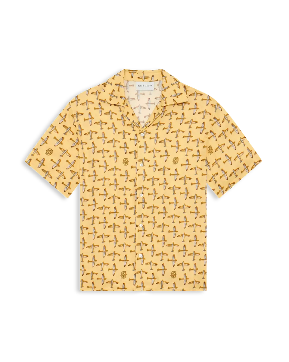 Drôle De Monsieur Chemise Skyline Hemd Viskose Gelb