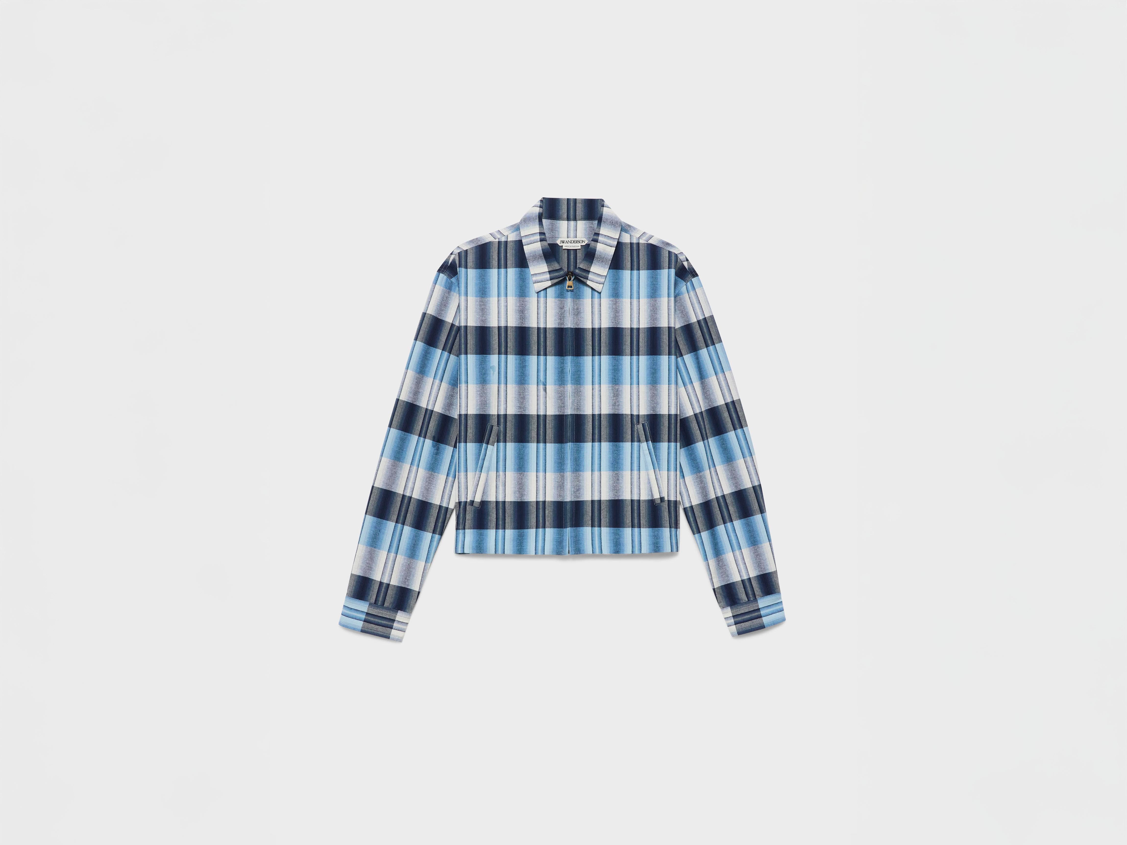 J.W. Anderson Front Zip Blouson Jacke Navy Blau Karo