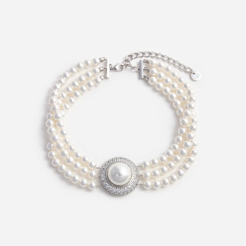 Self Portrait Small Crystal Pearl Choker Perlen Silber