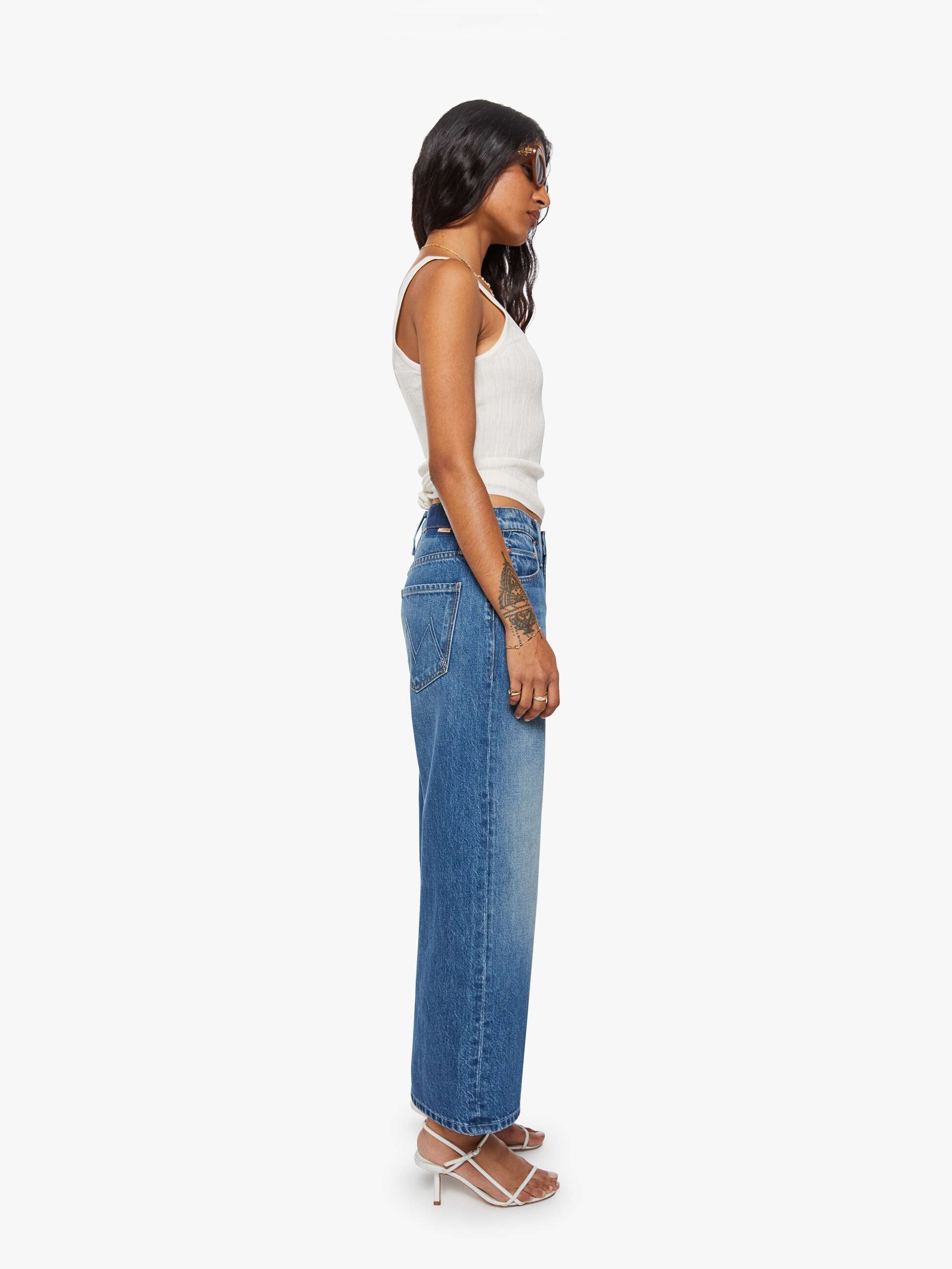 Mother Lil Dodger Flood Petite Jeans Green Thumb Gr. 23-34
