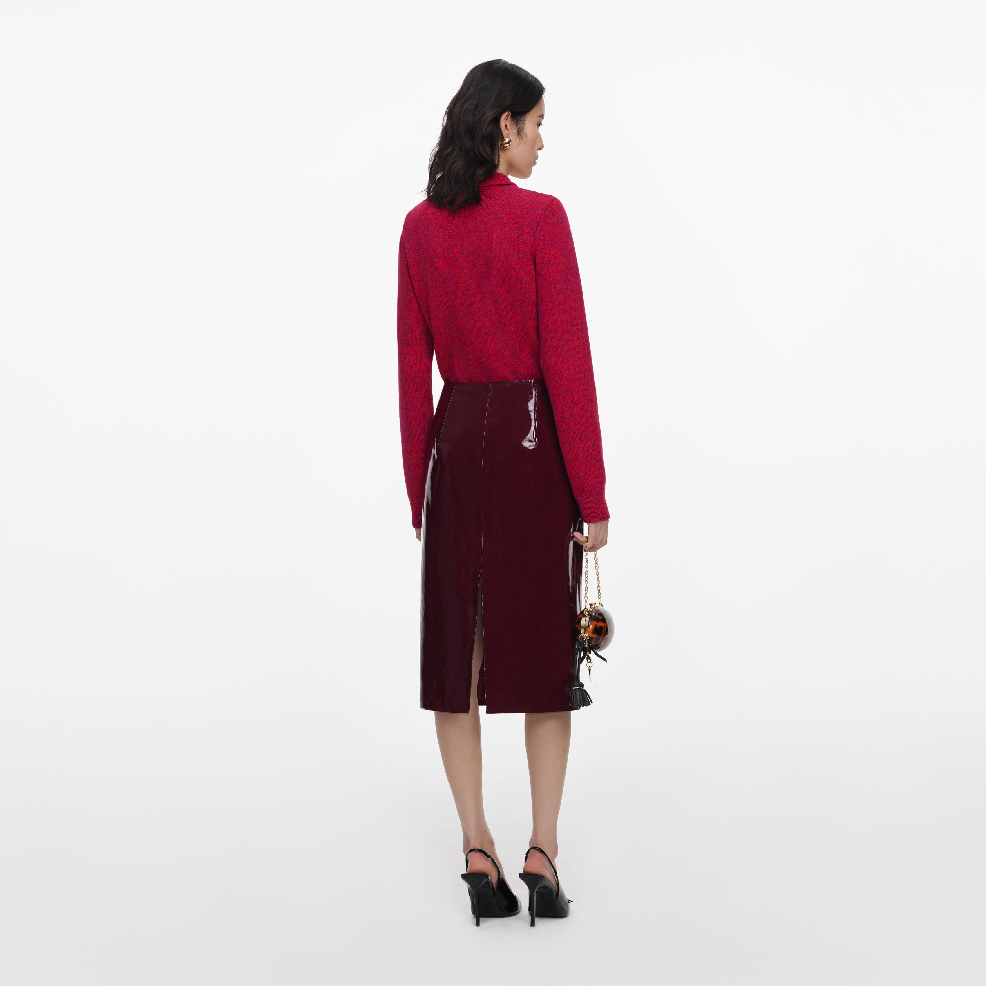 Self Portrait Red Flower Knit Cardigan S Rot Boucle