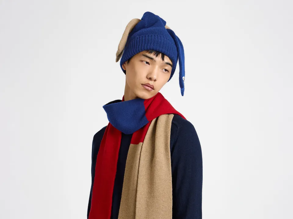 J.W.Anderson Knotted Beanie Mütze Navy Beige OS
