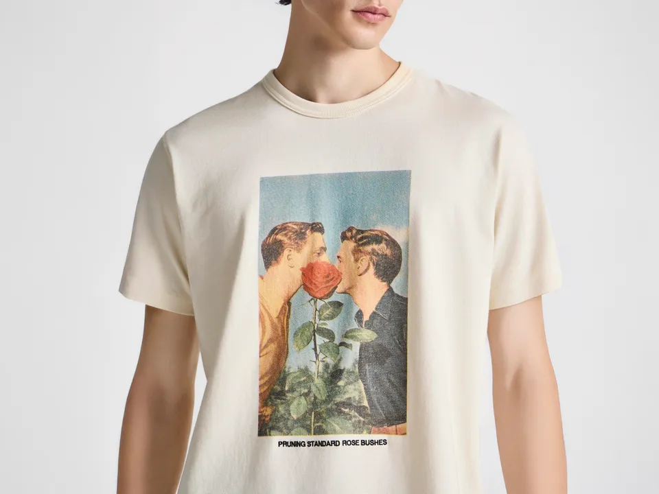 J.W.Anderson Kissing Rose Bush T-Shirt Ecru Baumwolle