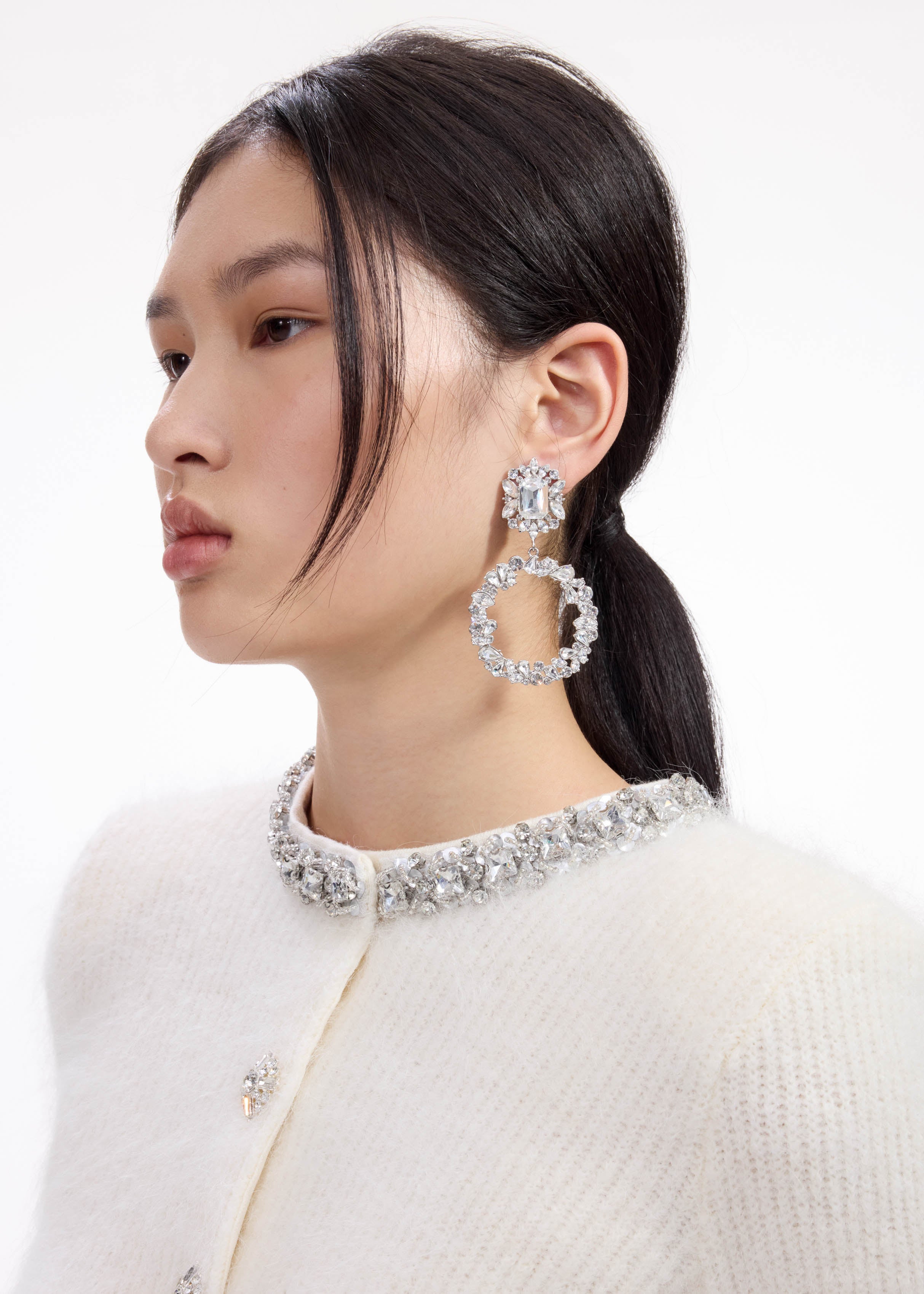 Self Portrait Crystal Ohrringe silber Hoop Kristall