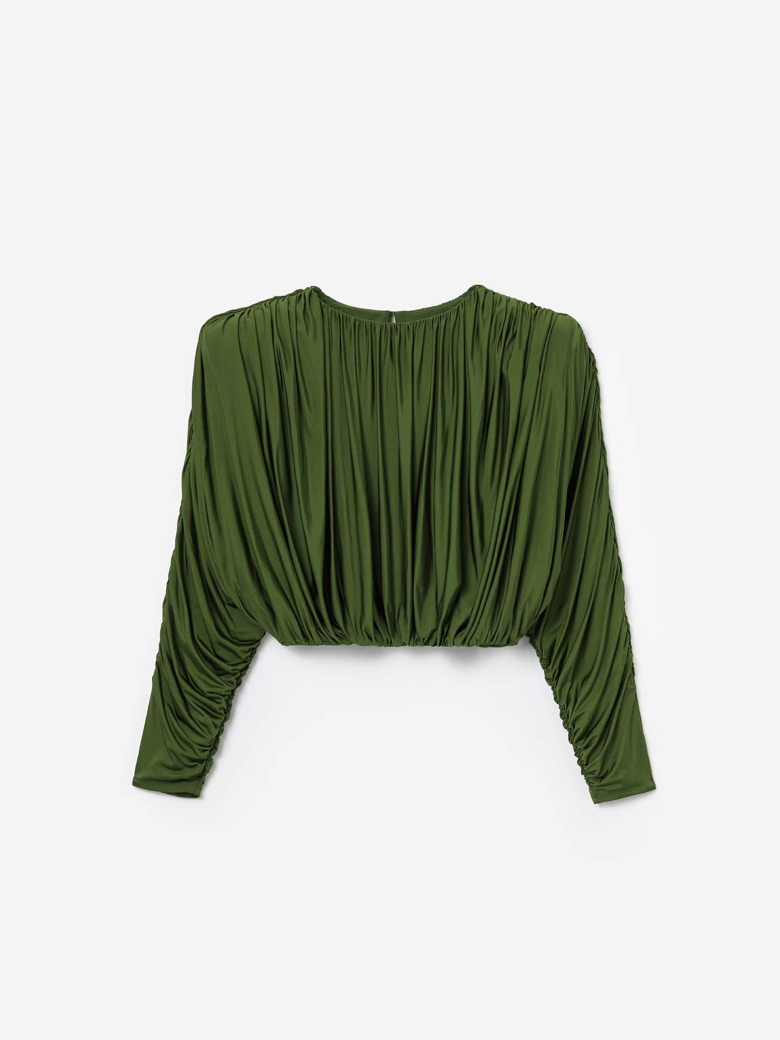 Self Portrait Olive Jersey Gathered Top Oliv Jersey Raffung