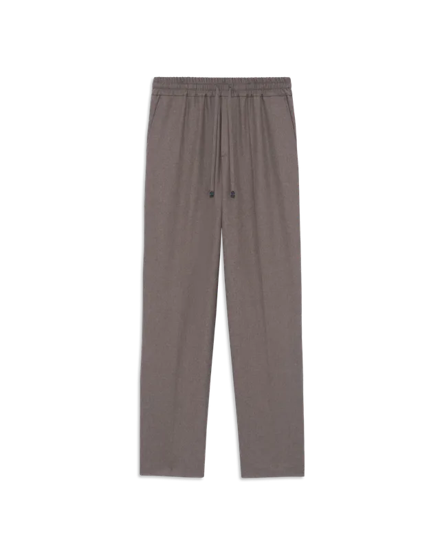 Drôle de Monsieur Elastic Waist Flannel Pants Hose Hellbraun Wolle