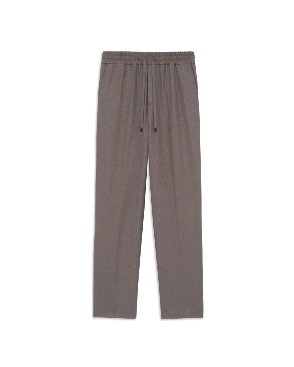 Drôle de Monsieur Elastic Waist Flannel Pants Hose Hellbraun Wolle