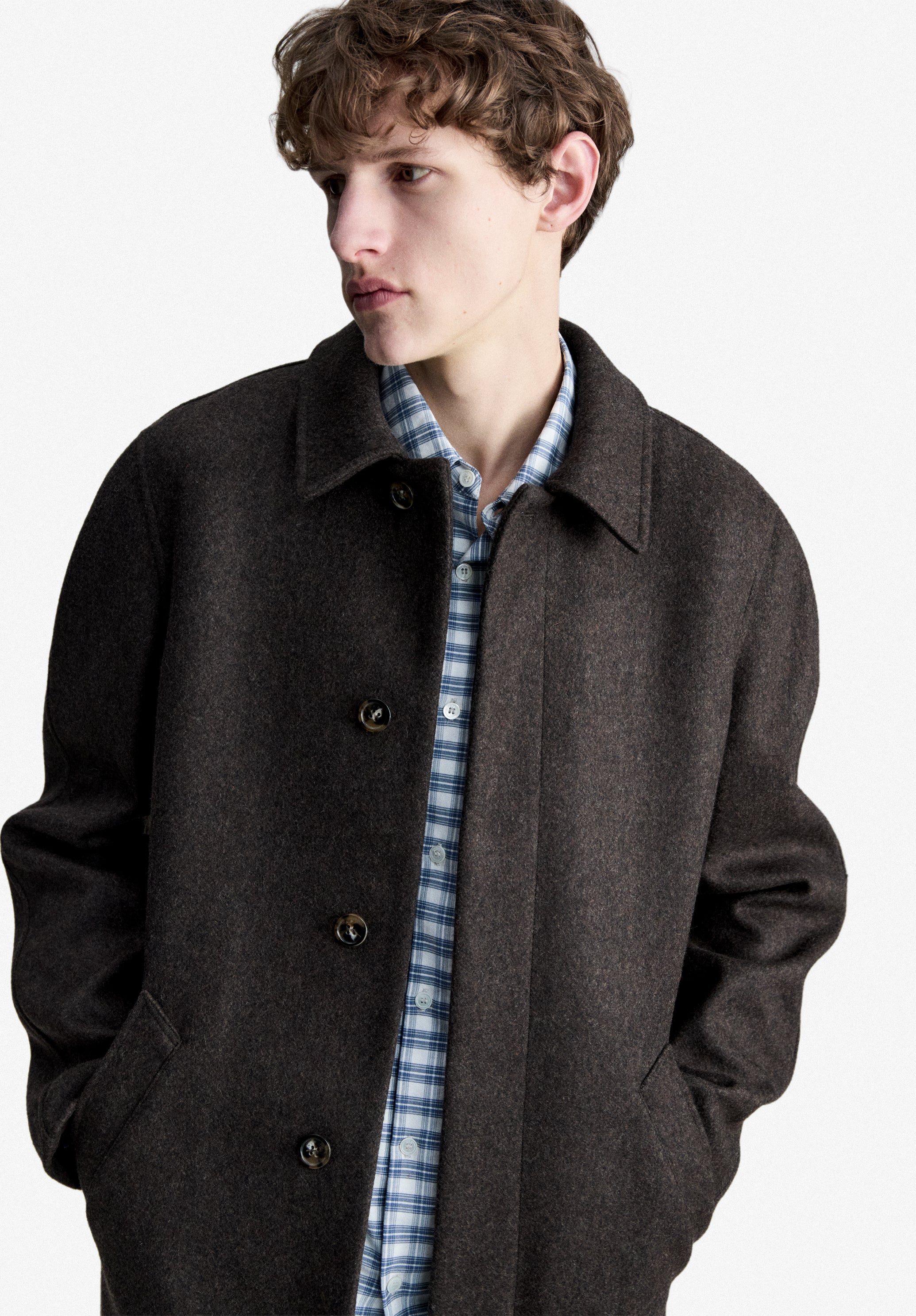 A.P.C. Mac Wollmantel braun meliert L